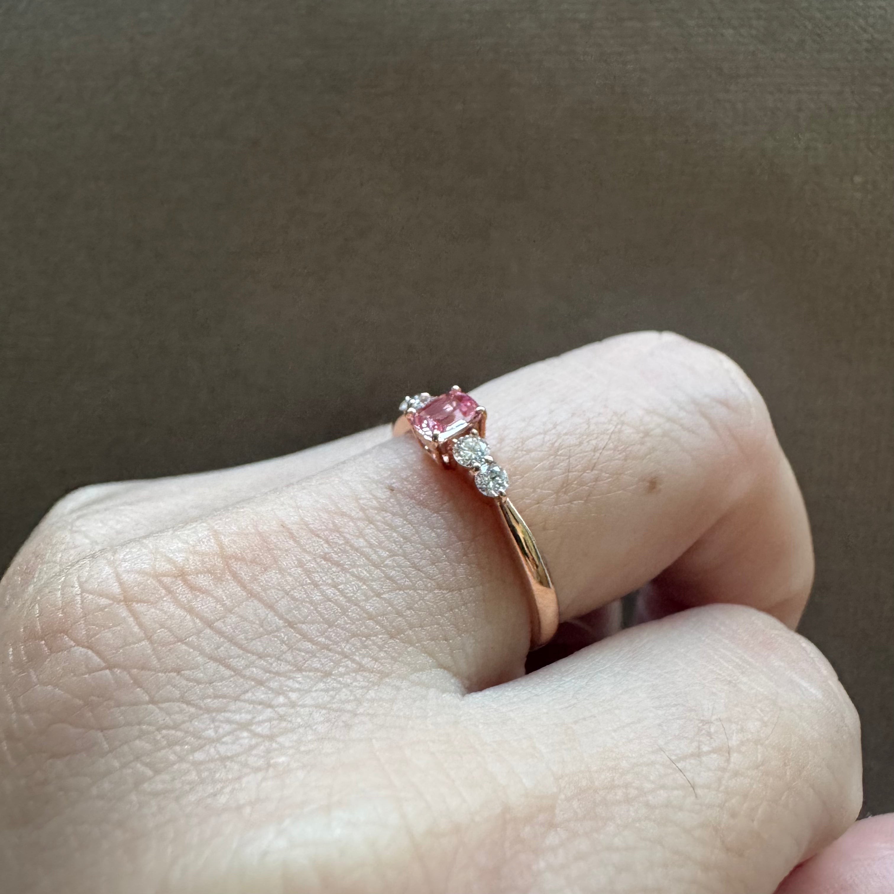 ［一点物/BonBon］リング パパラチアサファイア 0.3ct SQ K18PG