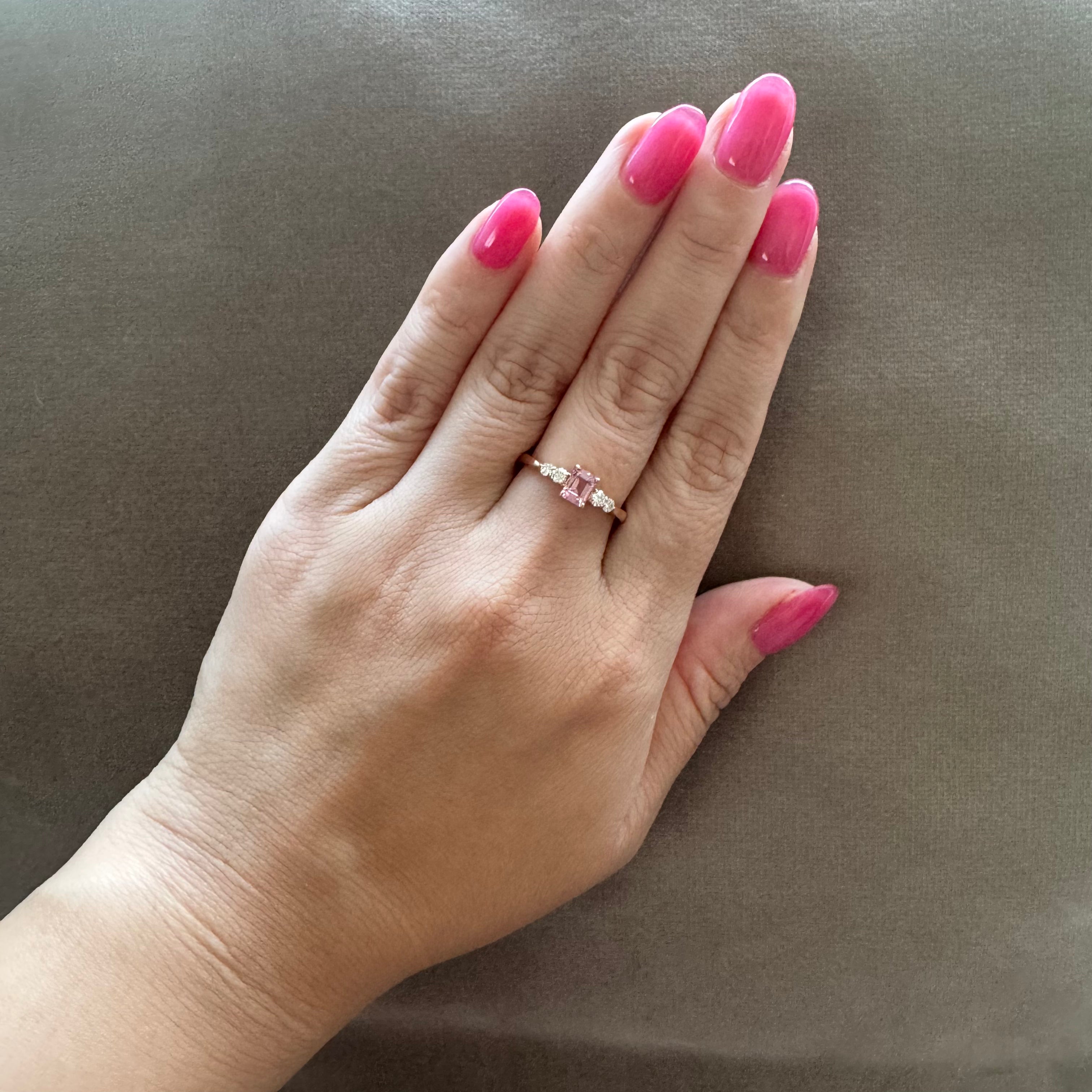 ［一点物/BonBon］リング パパラチアサファイア 0.4ct SQ K18PG