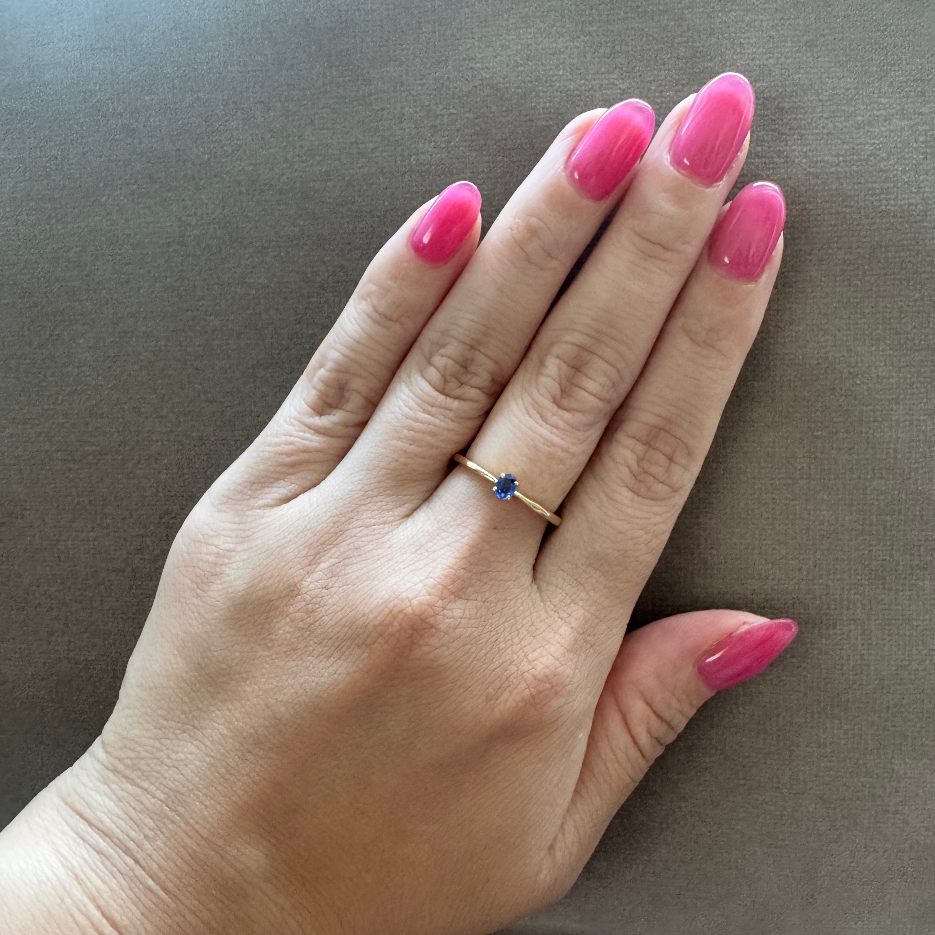 ［一点物］リング ブルー 非加熱 サファイア 0.19ct OV PT /YG