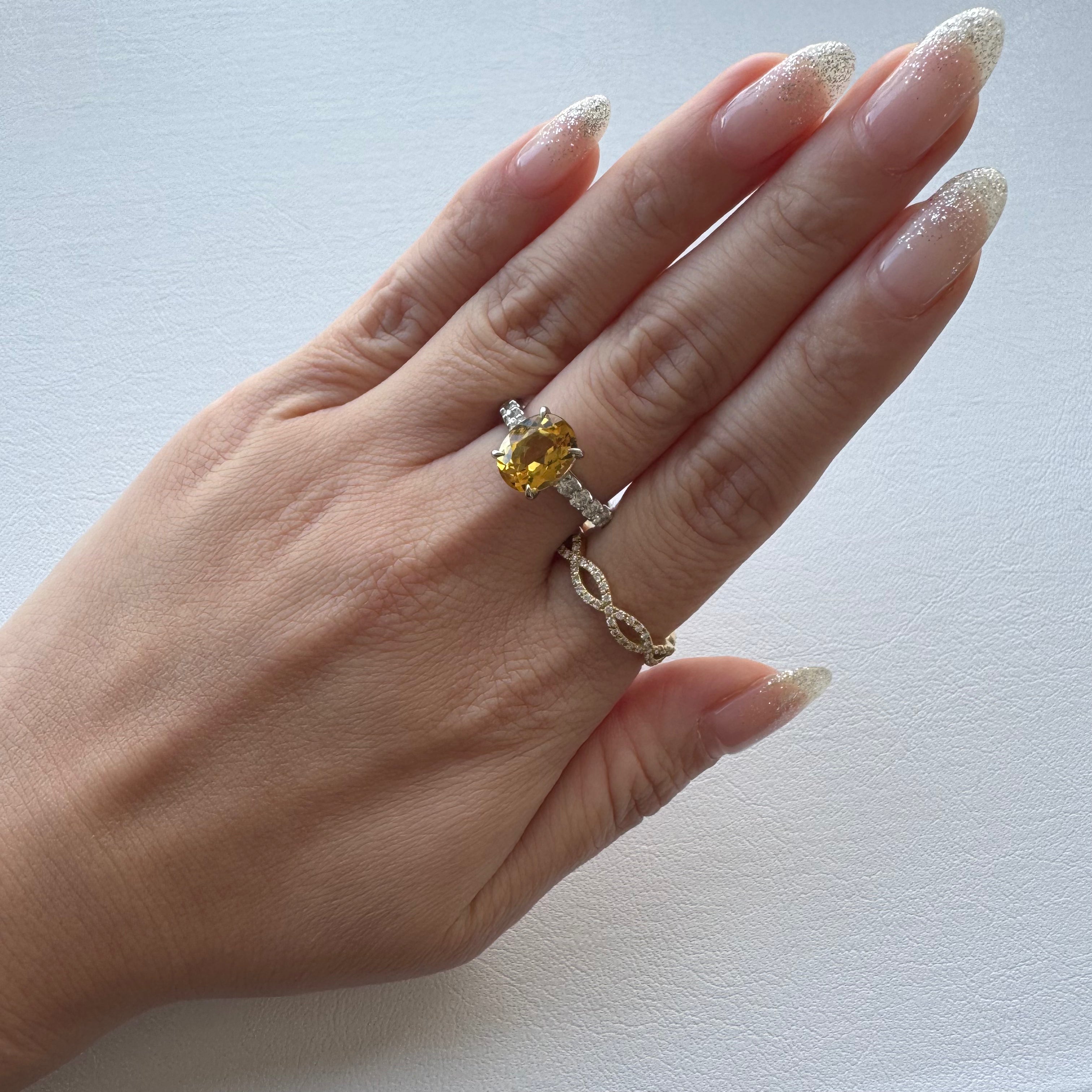 22［ソワレ］リング ゴールデンベリル 2ct前後 OV PT K18YG