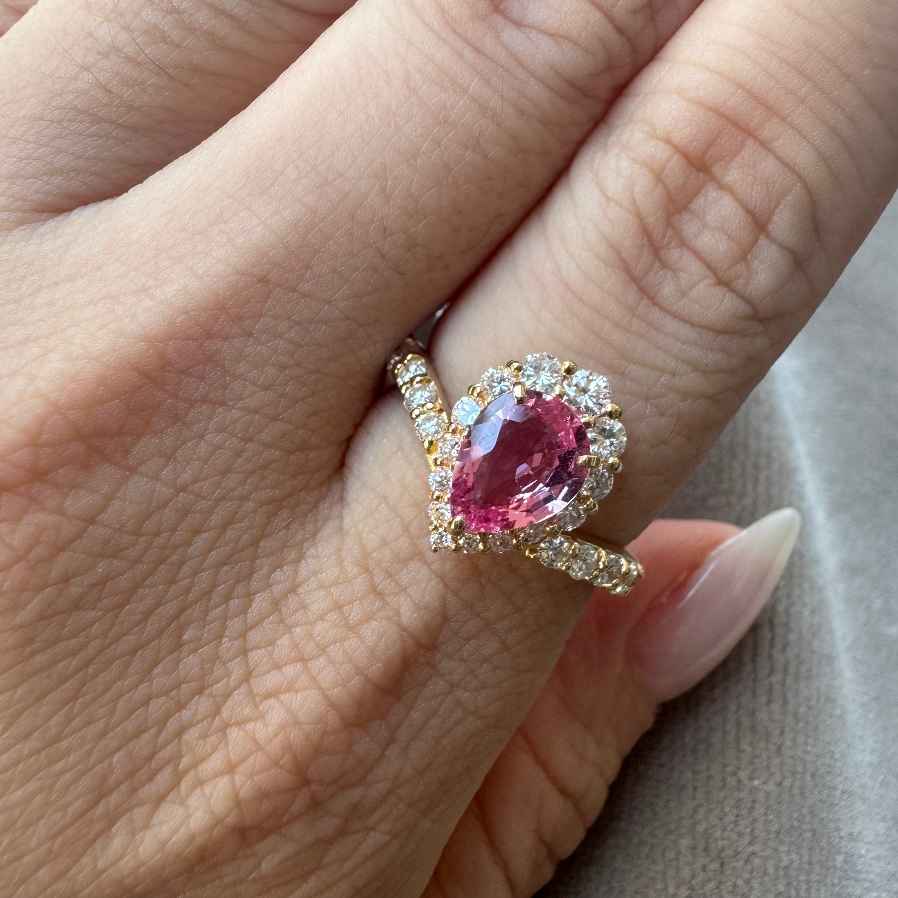 ［一点物］リング ピンクサファイア 1.1ct PS  K18YG