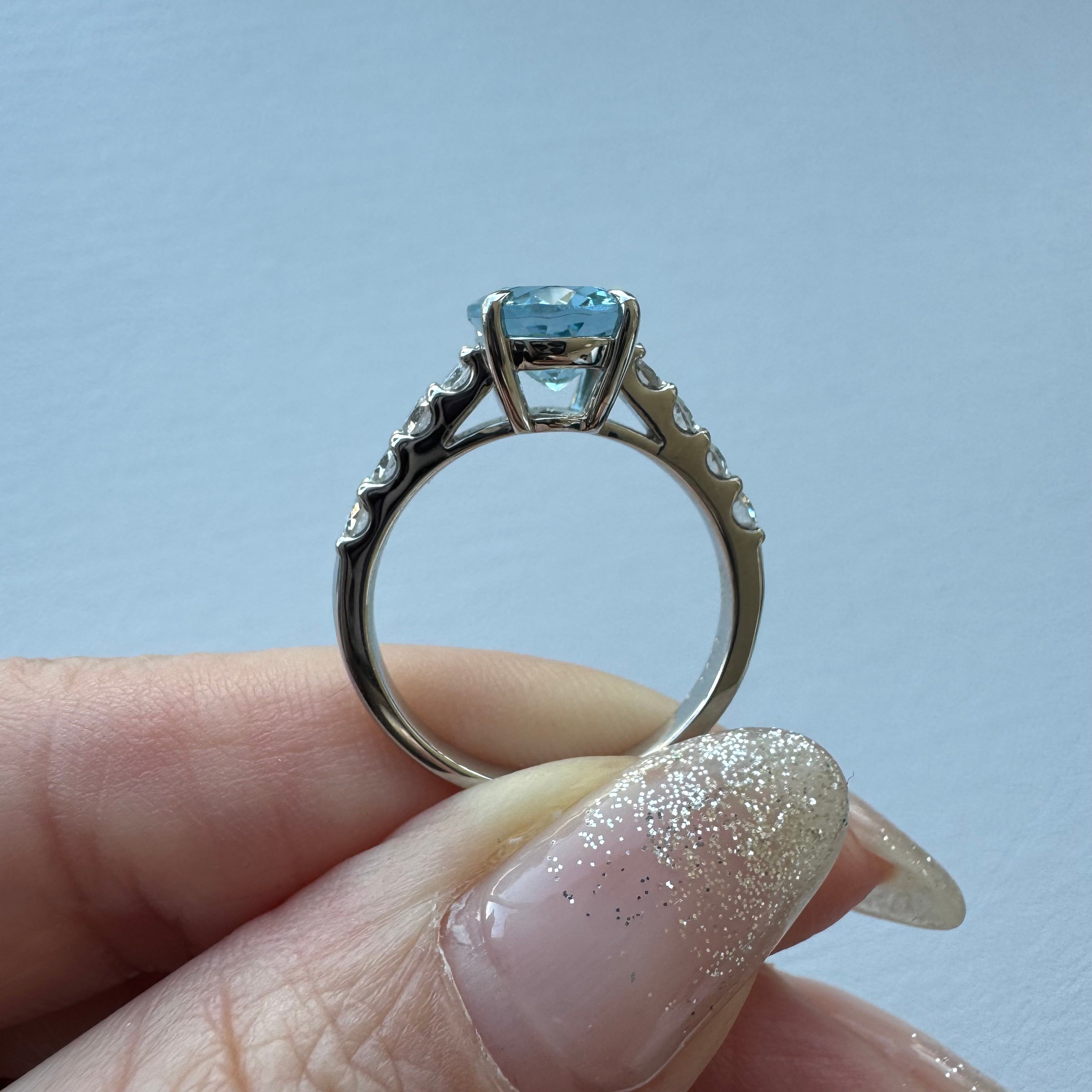 20［一点物/ソワレ］リング アクアマリン 1.8ct OV PT