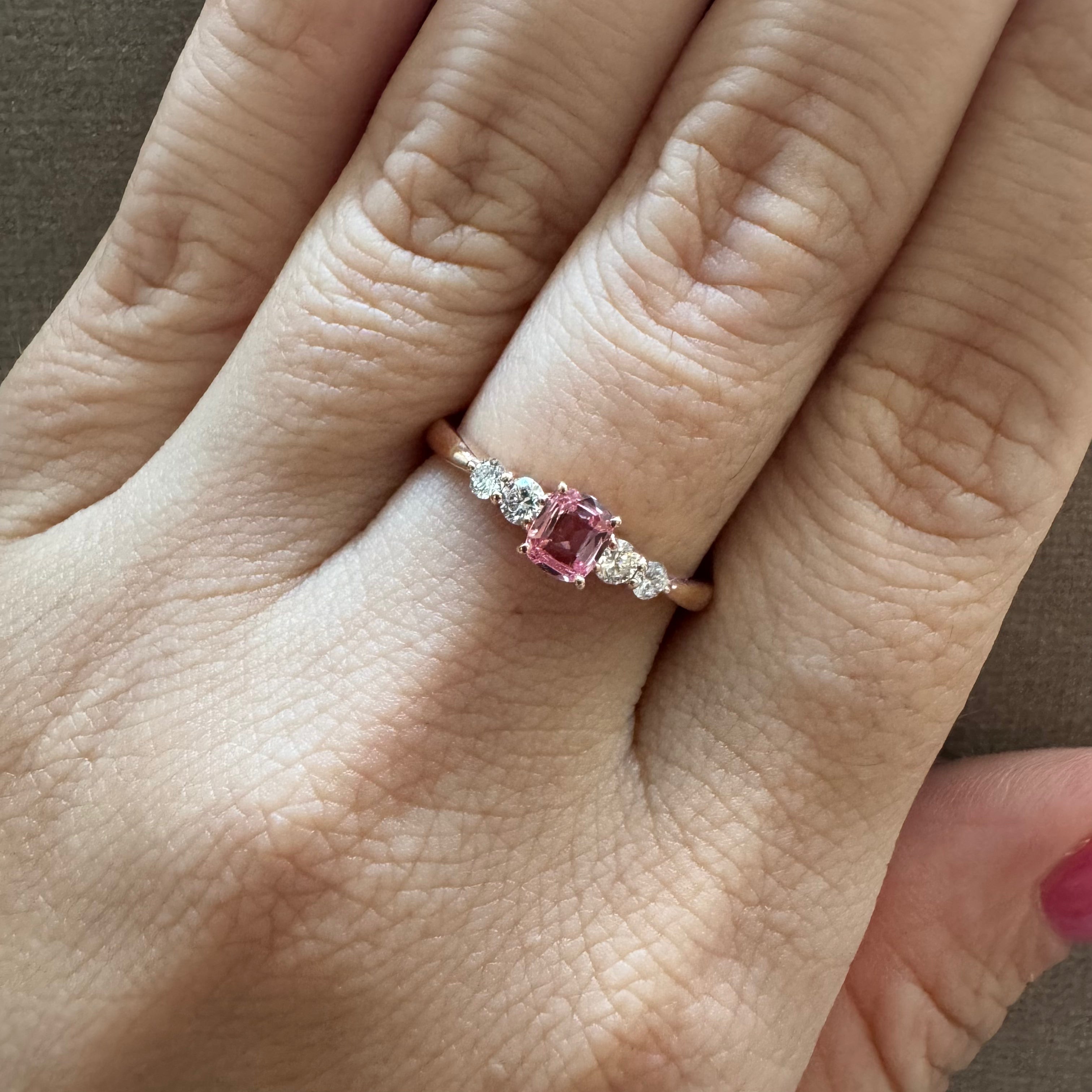 ［一点物/BonBon］リング パパラチアサファイア 0.3ct SQ K18PG