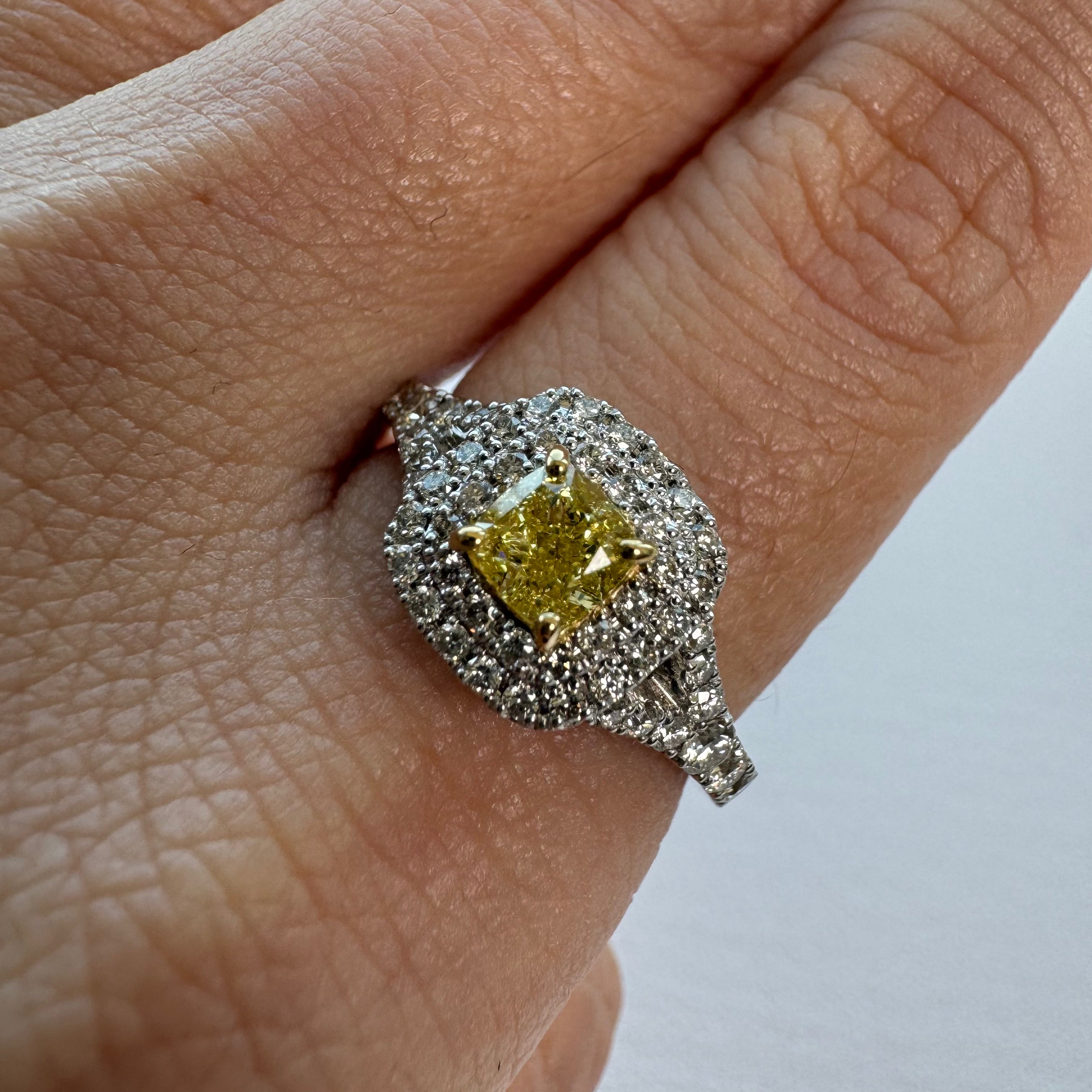 ［一点物］リング イエローダイヤ 0.5ct SQ PT K18YG