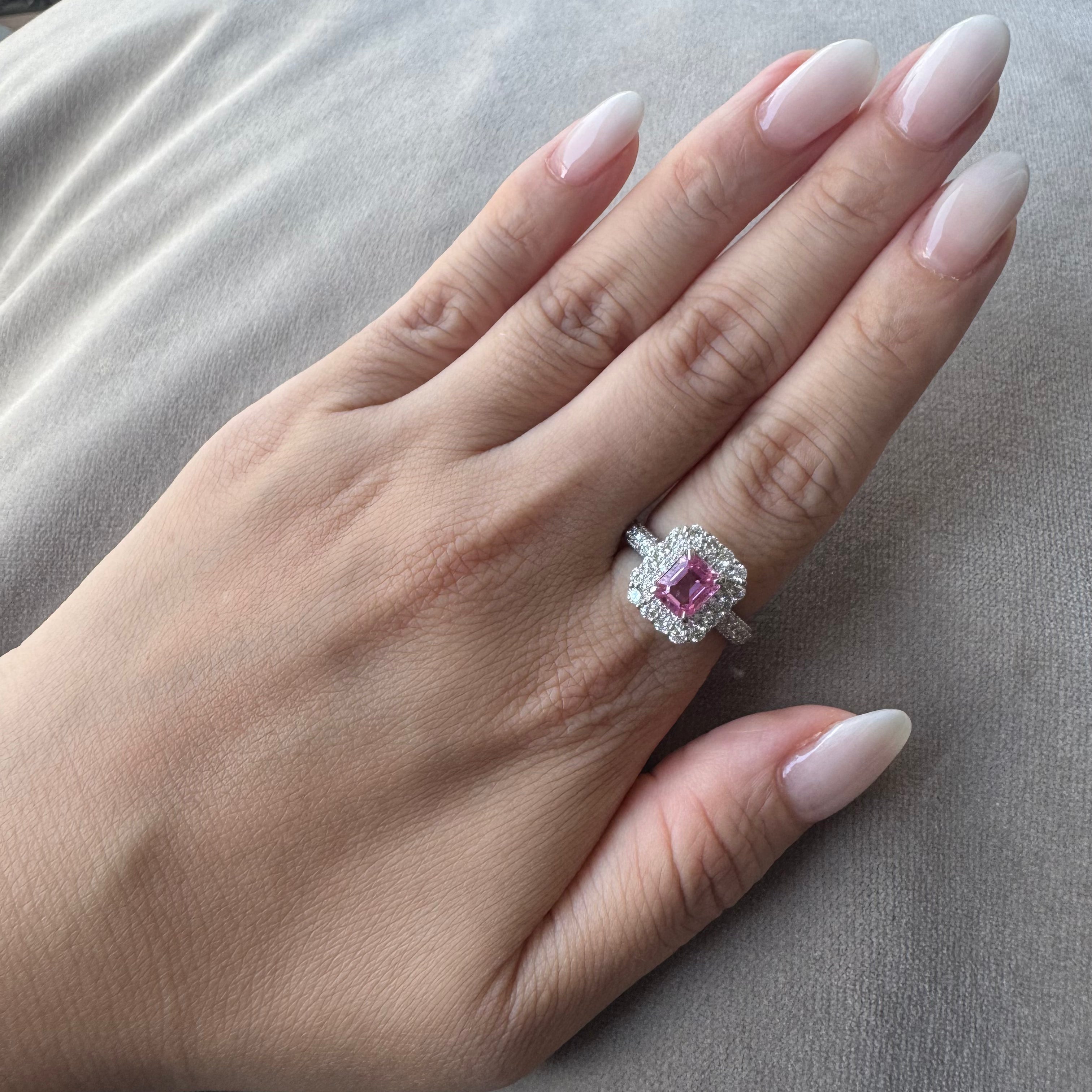 ［一点物/エクラローズ］リング ピンクサファイア 1.3ct EM PT