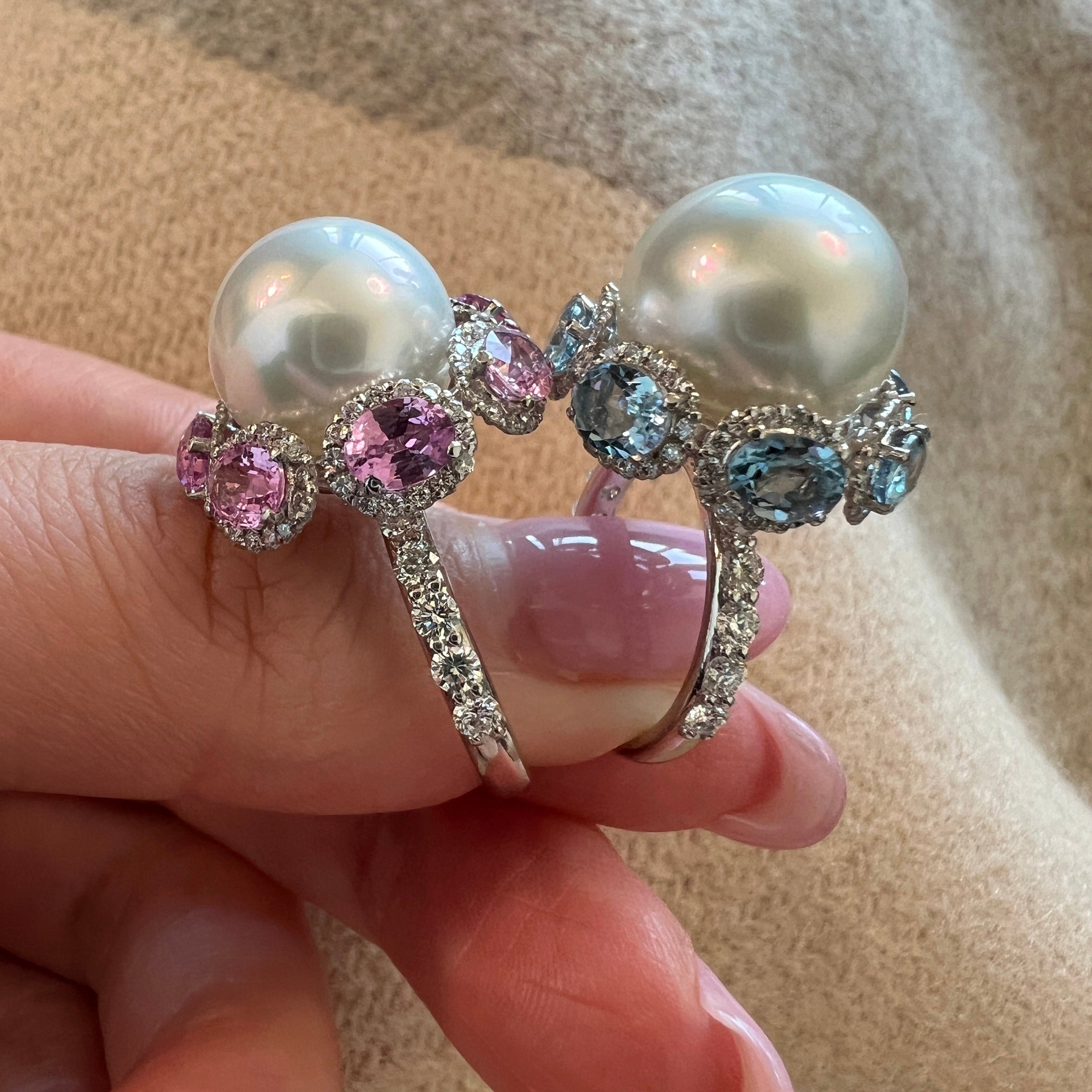 ［水色の蕾］リング 南洋真珠13mm