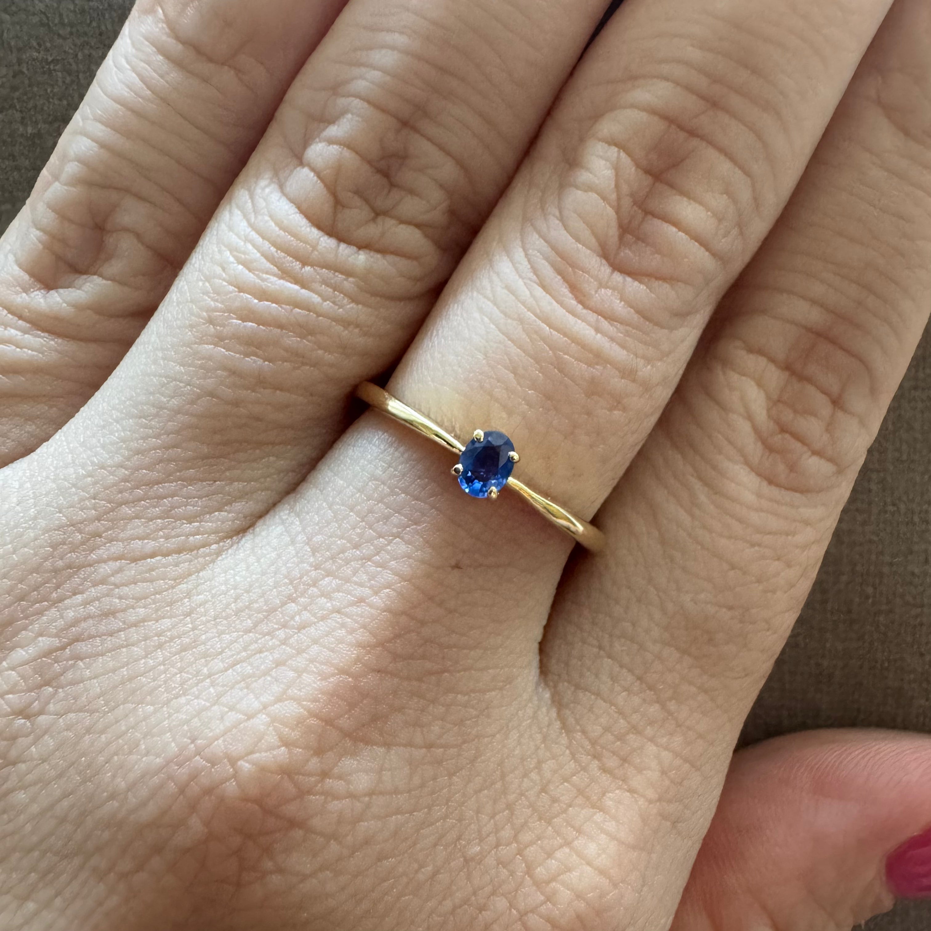 ［一点物］リング ブルー 非加熱 サファイア 0.19ct OV PT /YG