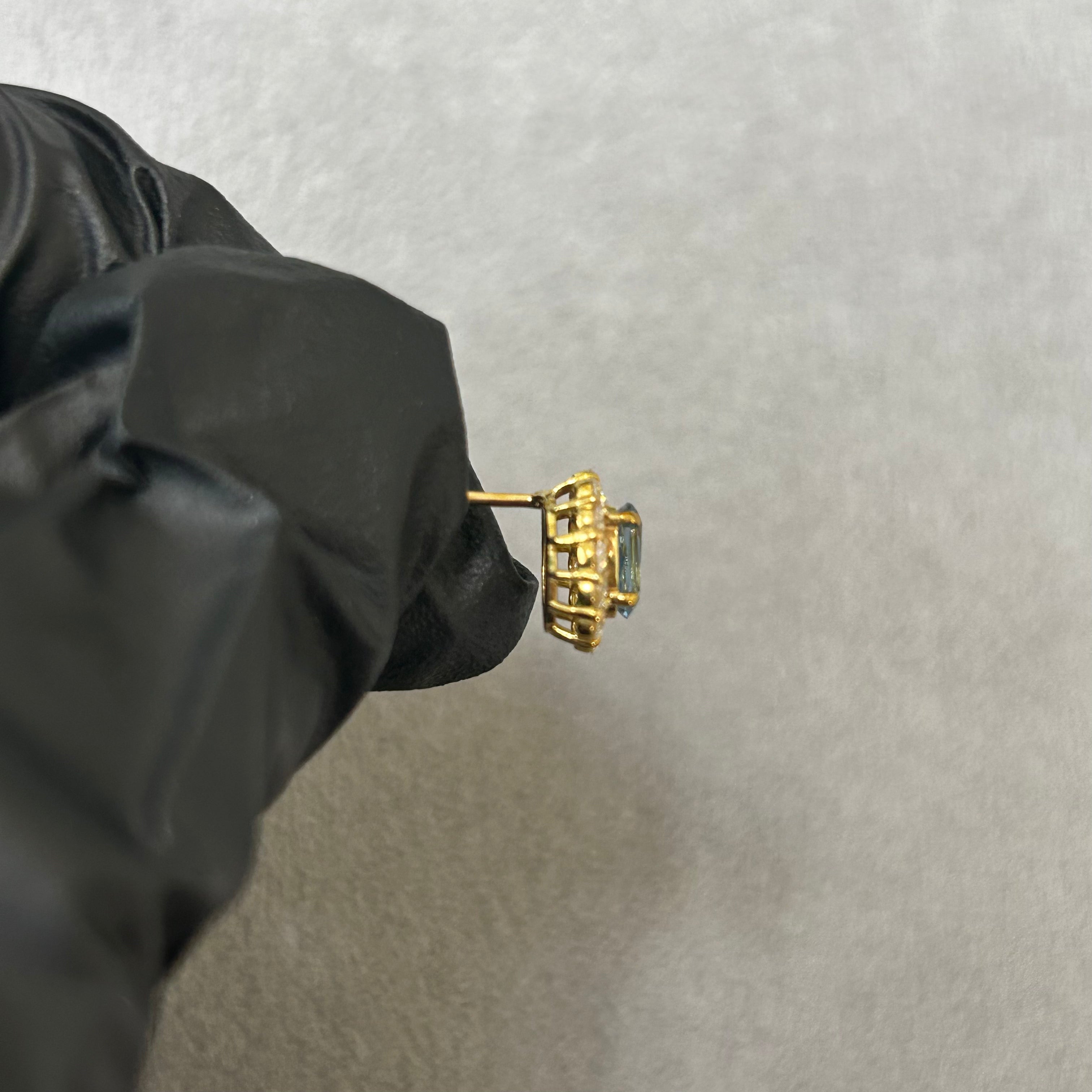 407［一点物］ピアス アクアマリン 0.36ct×2 OV K18YG