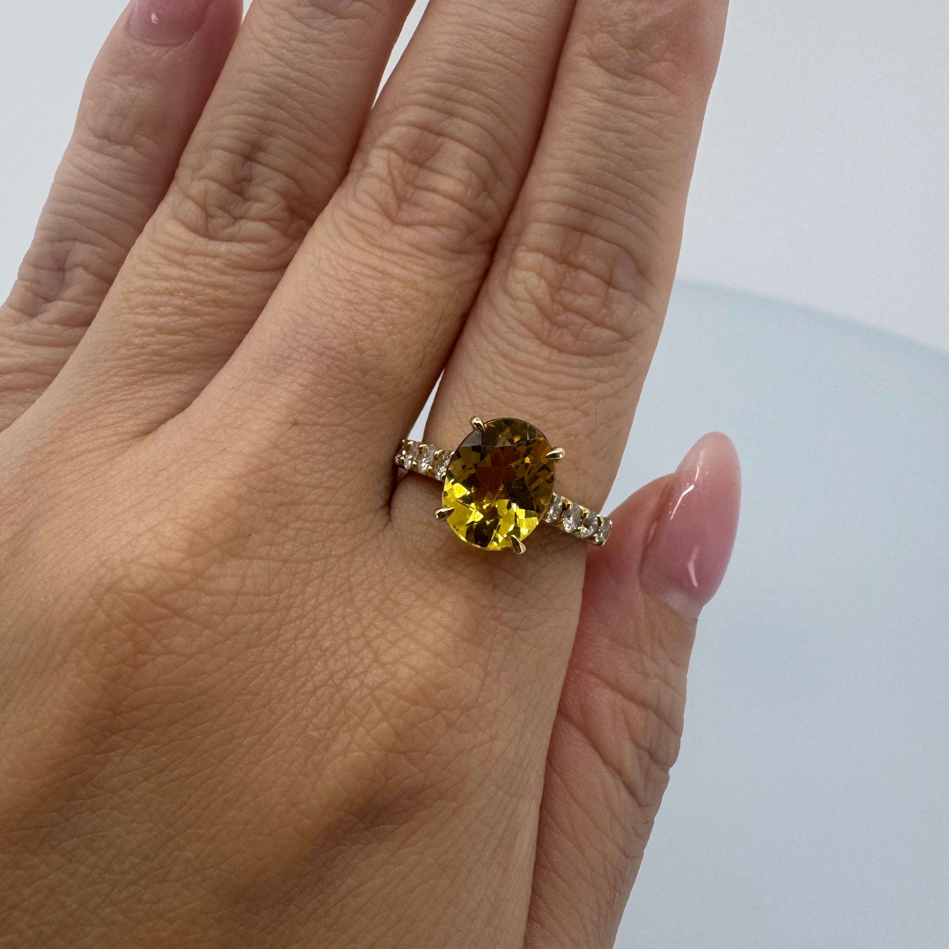 ［一点物］リング  イエローベリル  2.3ct   YG/PT