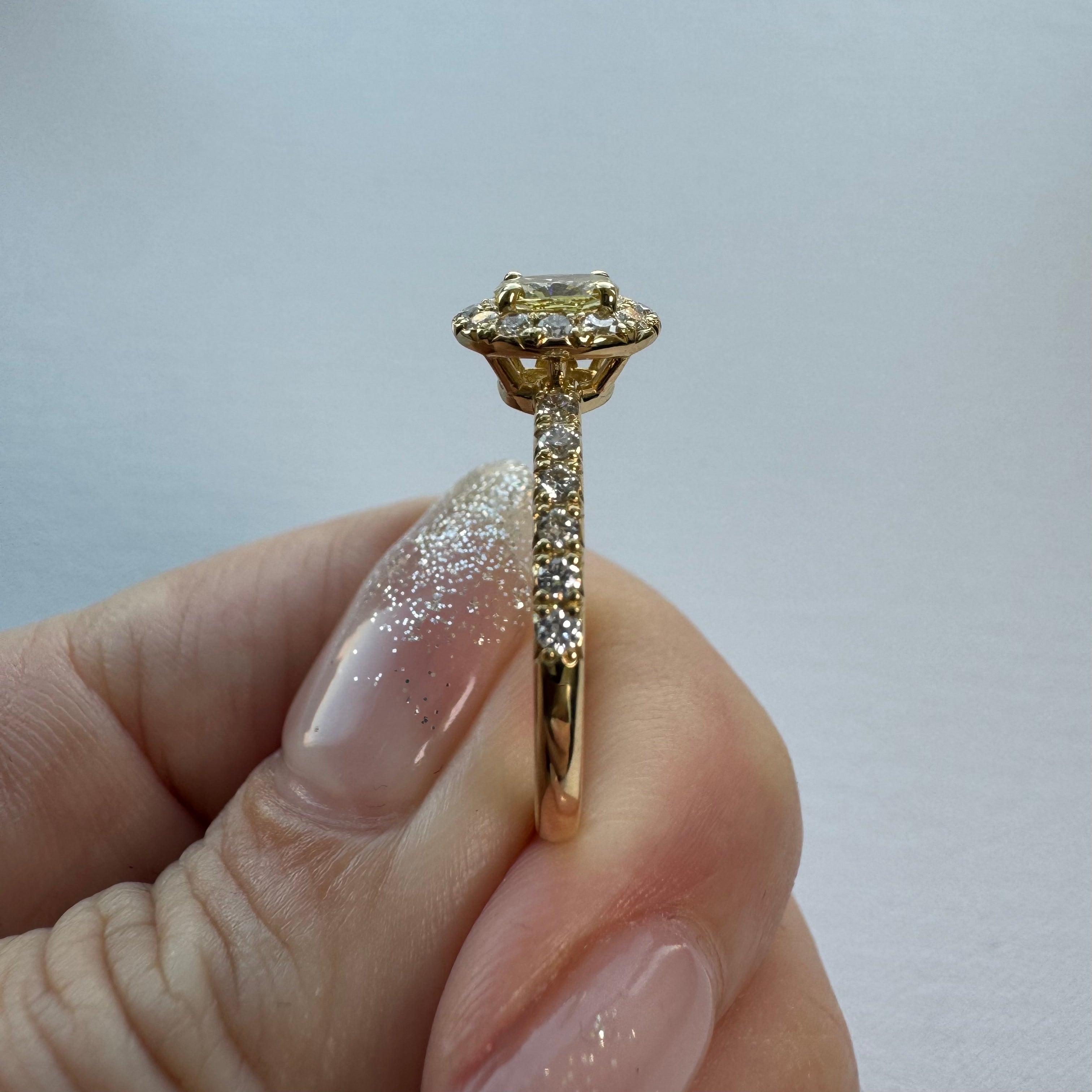 27［一点物/オルコス］リング イエローダイヤ 0.3ct OV K18YG