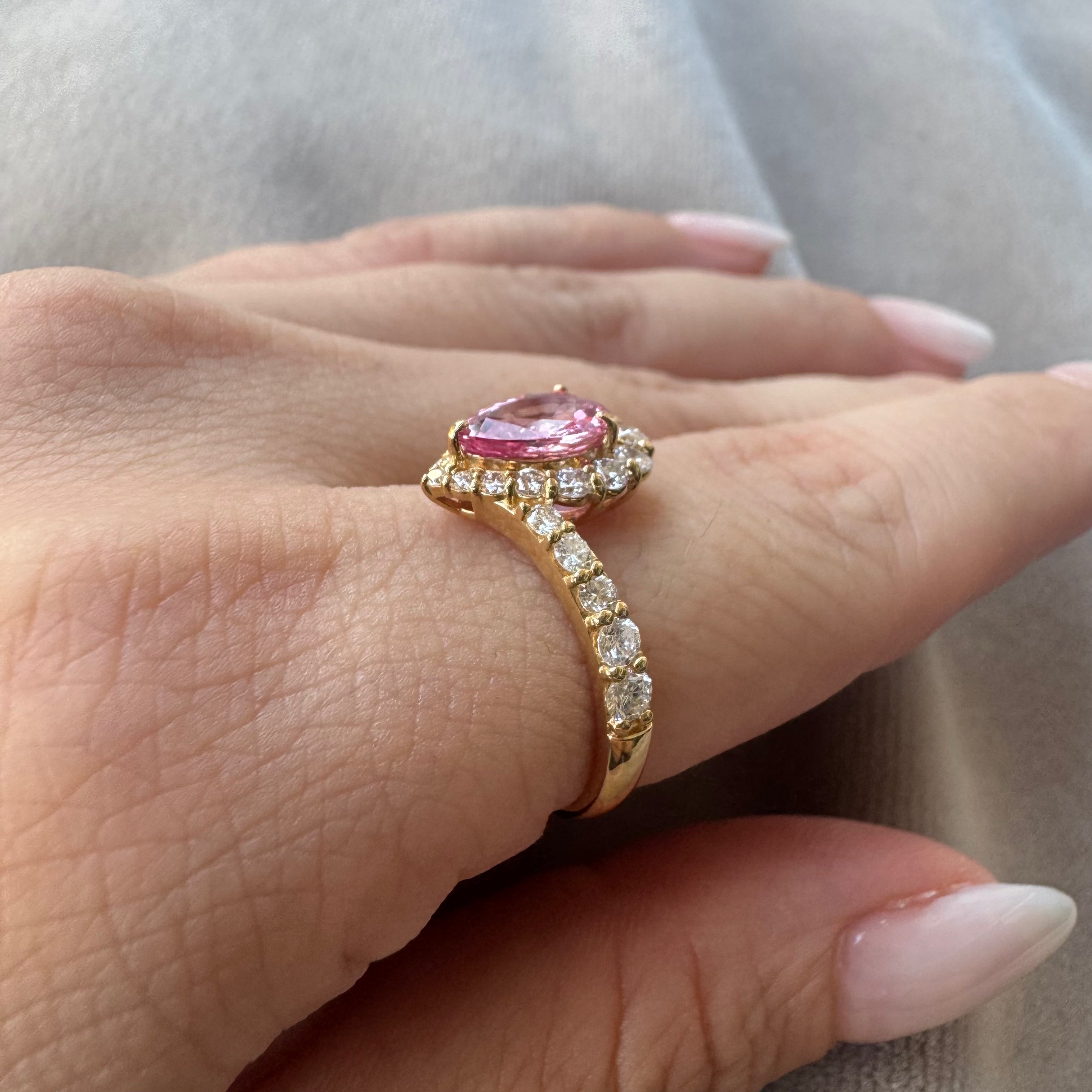 ［一点物］リング ピンクサファイア 1.1ct PS  K18YG