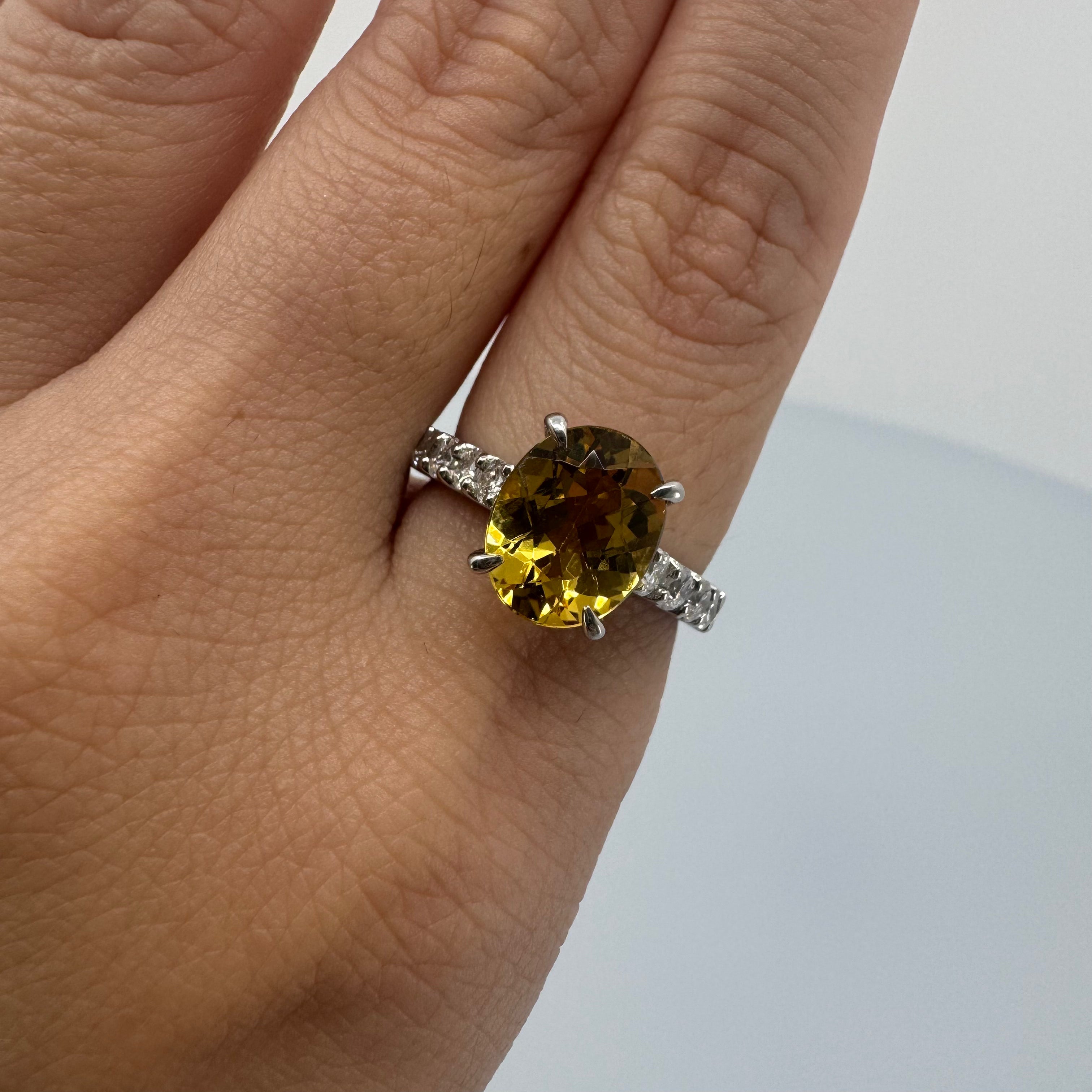 ［一点物］リング  イエローベリル  2.3ct   YG/PT