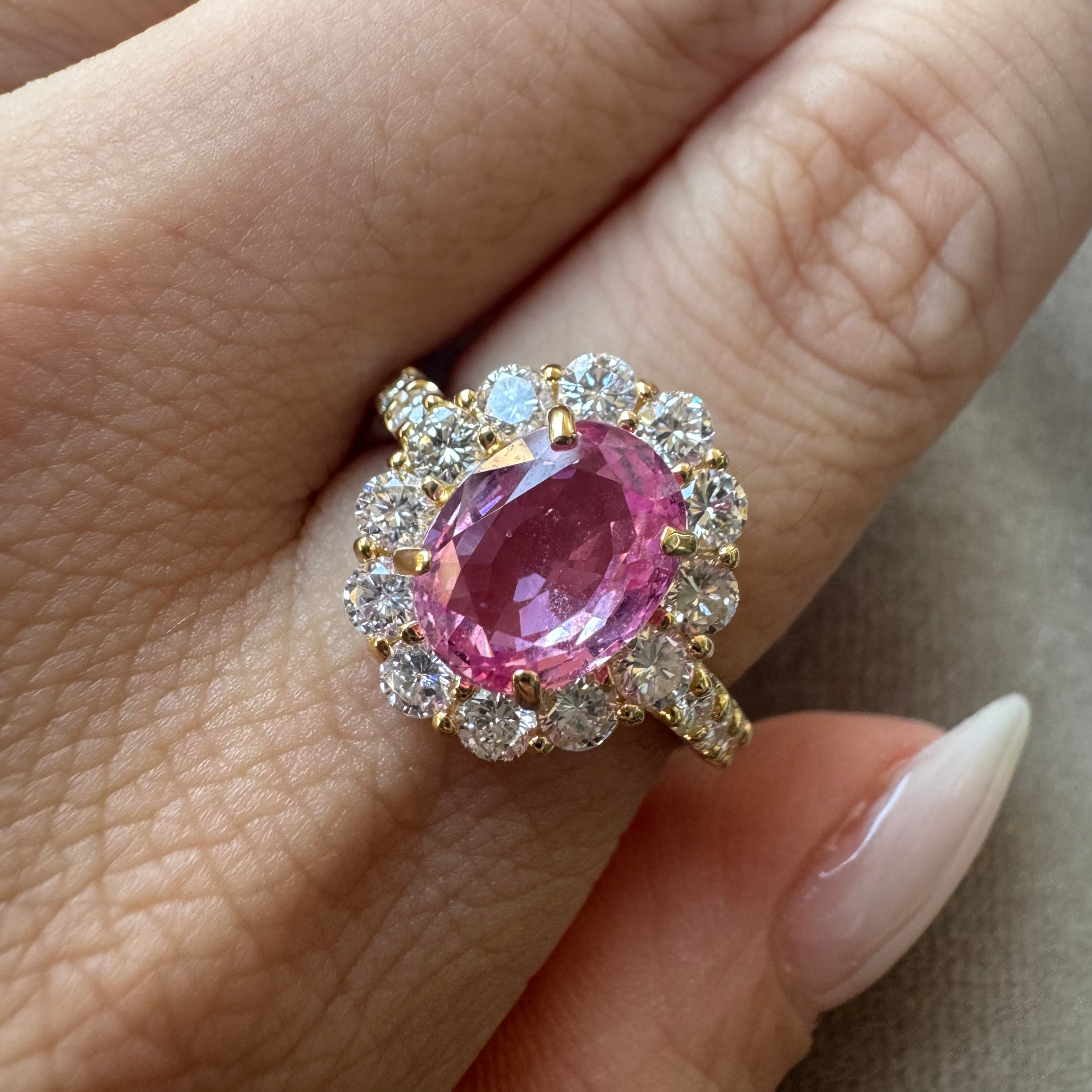 ［一点物］キャサリン妃巻き リング ピンクサファイア 2.4ct OV  K18YG