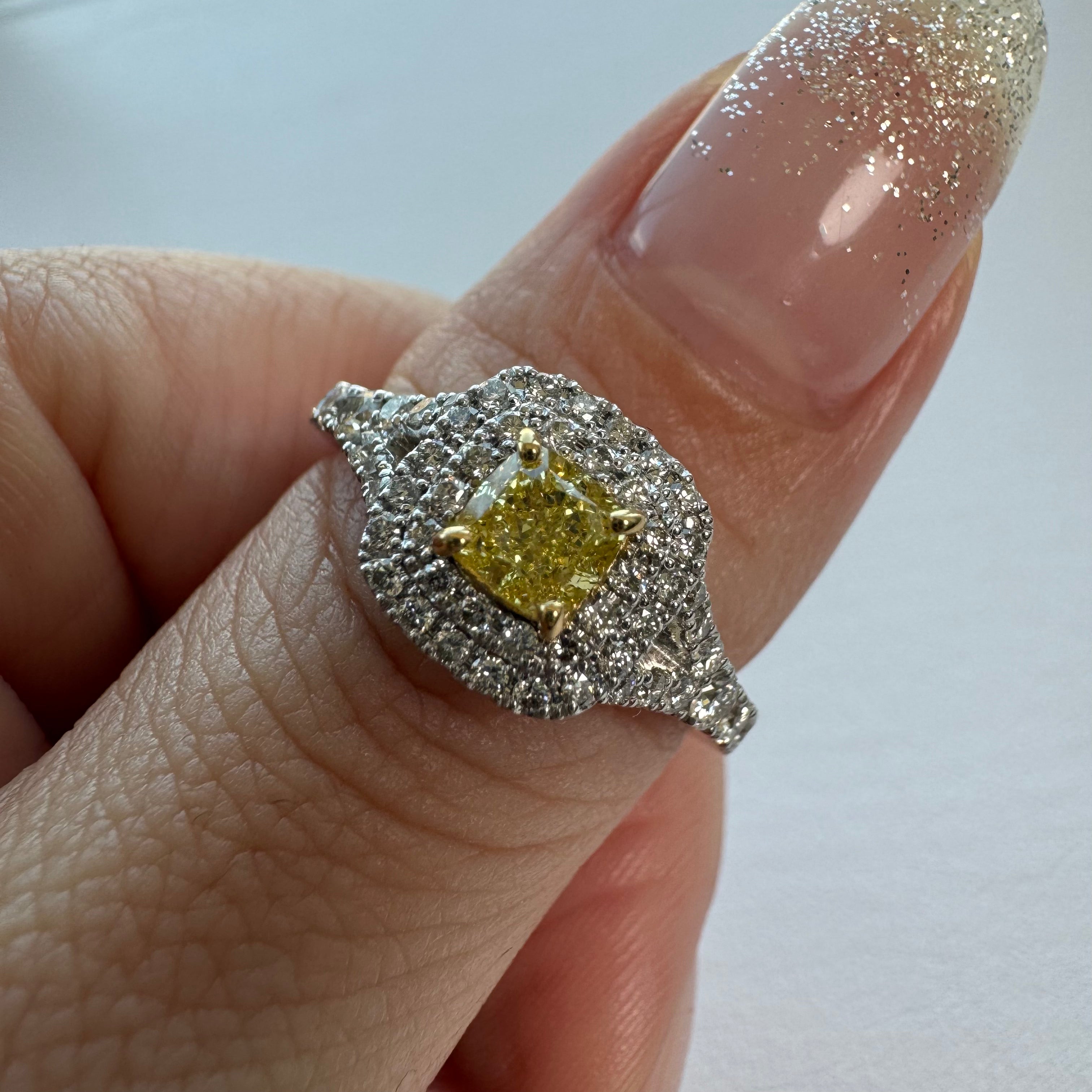 ［一点物］リング イエローダイヤ 0.5ct SQ PT K18YG