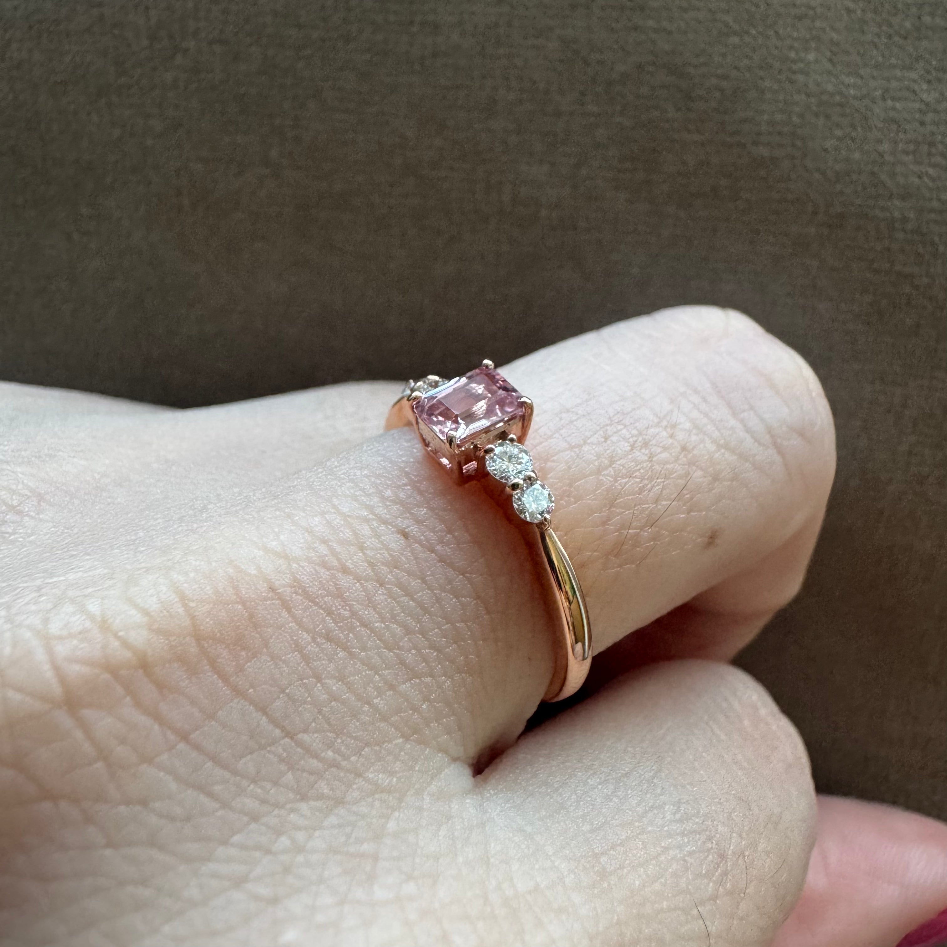 ［一点物/BonBon］リング パパラチアサファイア 0.4ct SQ K18PG