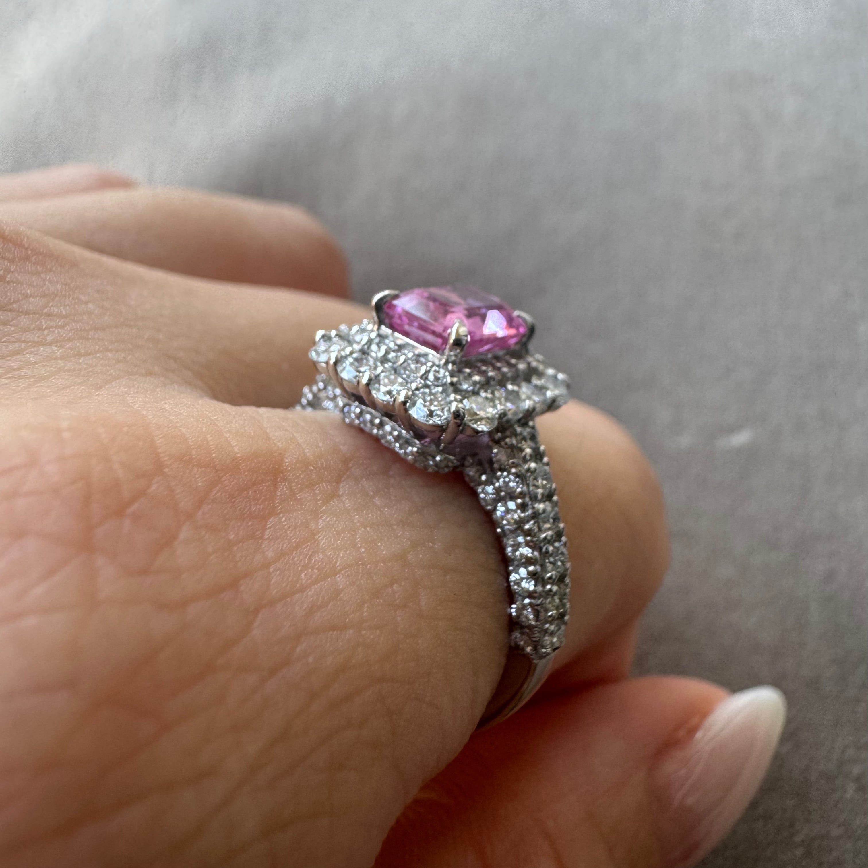 ［一点物/エクラローズ］リング ピンクサファイア 1.3ct EM PT