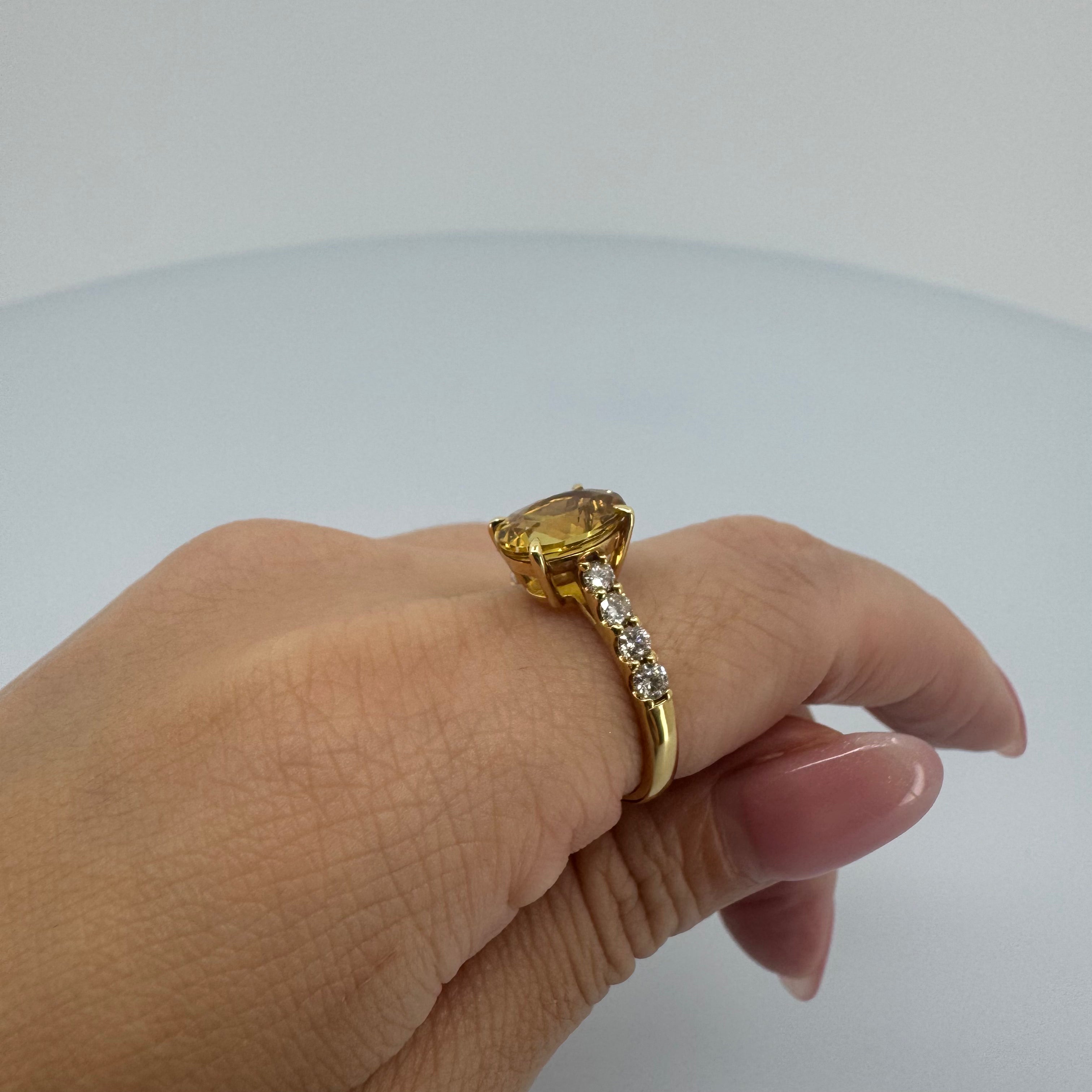 ［一点物］リング  イエローベリル  2.3ct   YG/PT