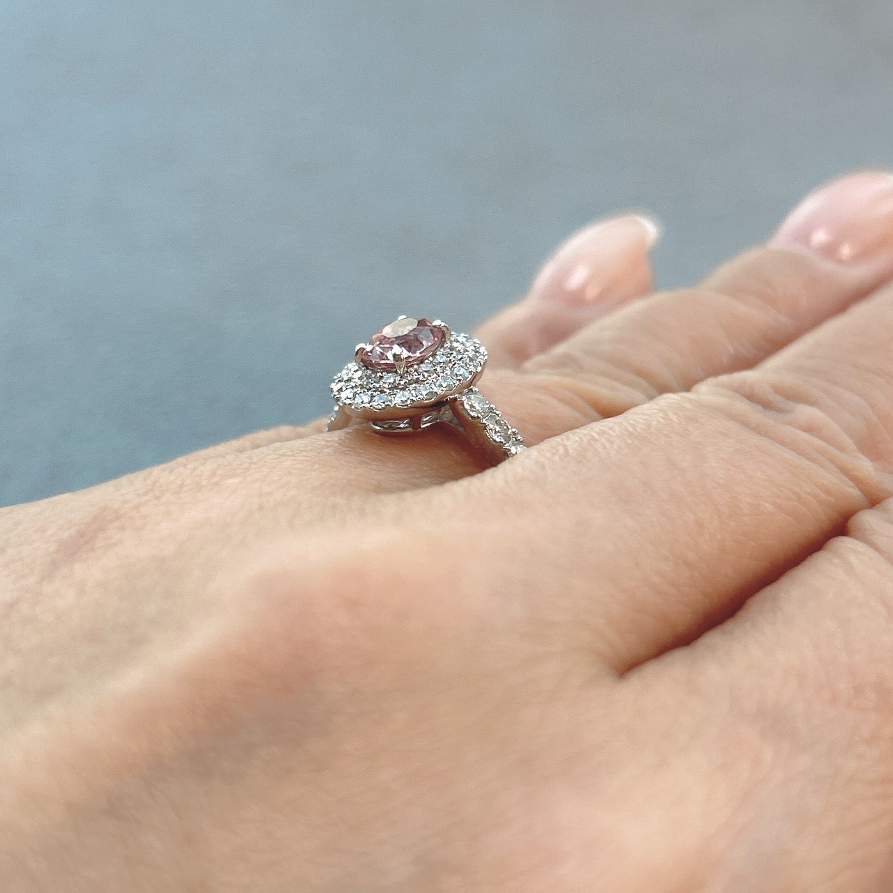 130［一点物］リング ノーヒート パパラチアサファイア 0.78ct OV PT