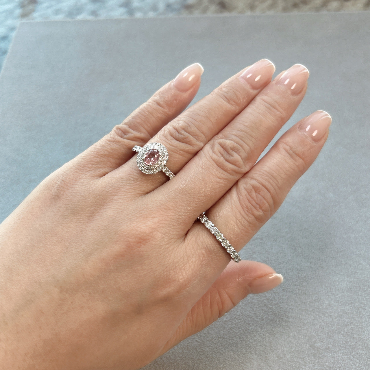 130［一点物］リング ノーヒート パパラチアサファイア 0.78ct OV PT