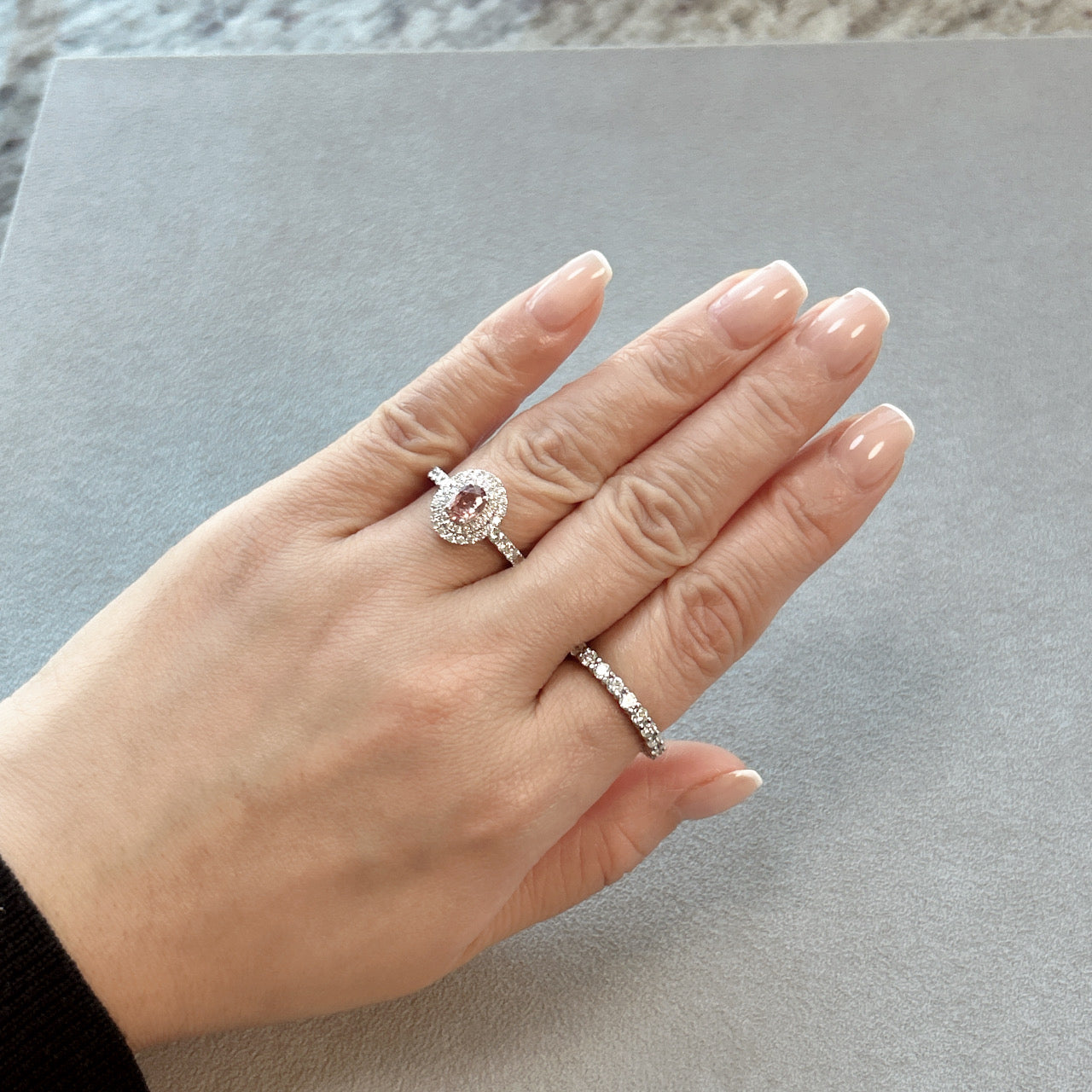 129［一点物］リング ノーヒート パパラチアサファイア 0.65ct OV PT