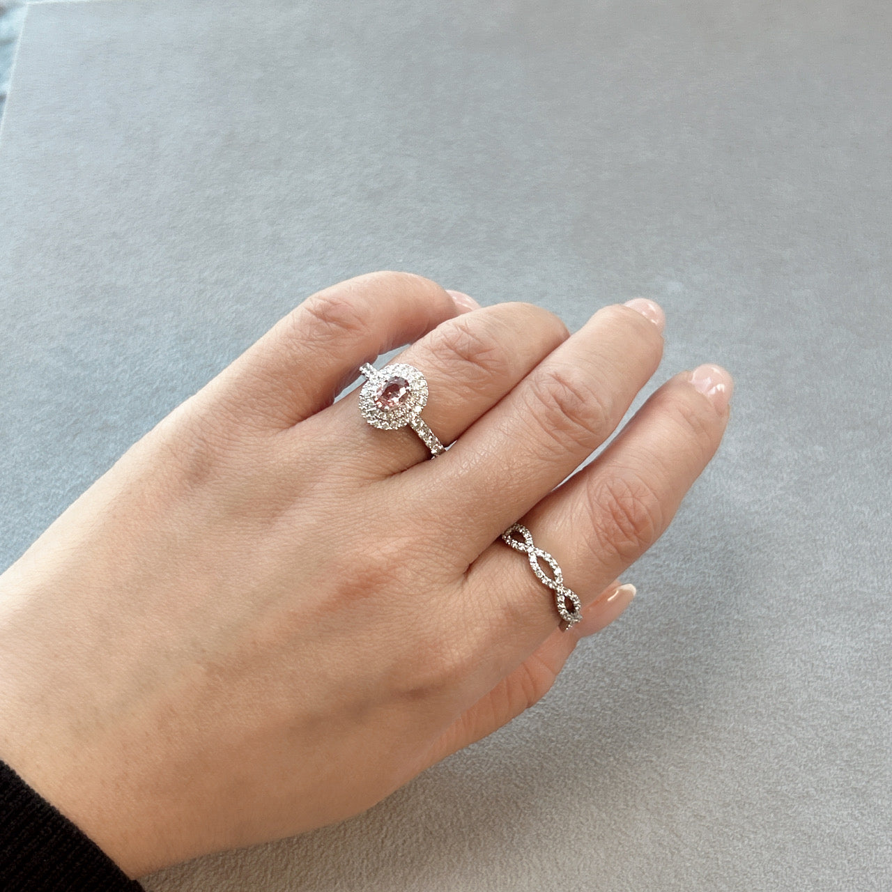 129［一点物］リング ノーヒート パパラチアサファイア 0.65ct OV PT