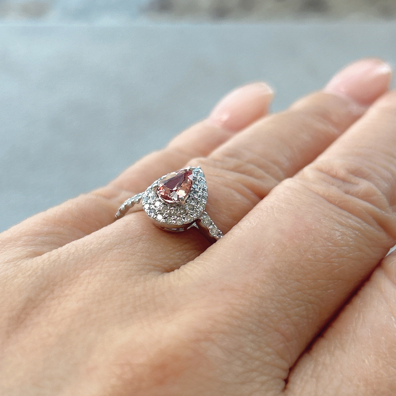 132［一点物］リング パパラチアサファイア 0.5ct PS PT