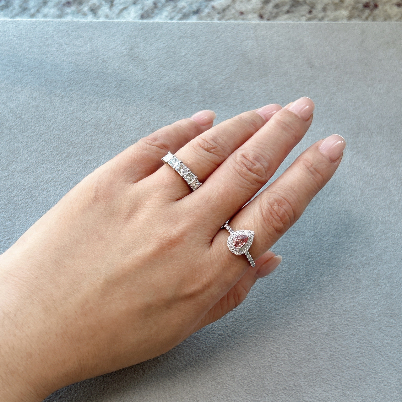 132［一点物］リング パパラチアサファイア 0.5ct PS PT