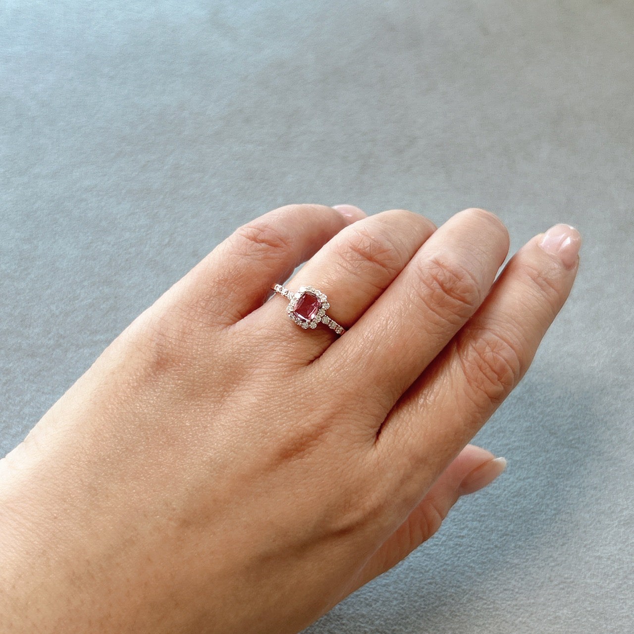 136［一点物］リング パパラチアサファイア 0.5ct SQ K18PG