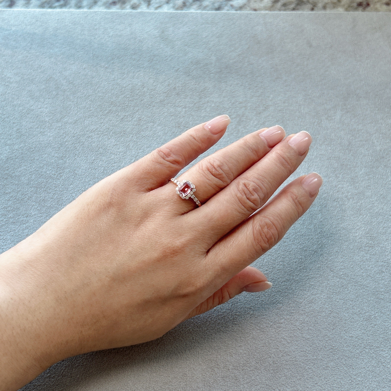 136［一点物］リング パパラチアサファイア 0.5ct SQ K18PG