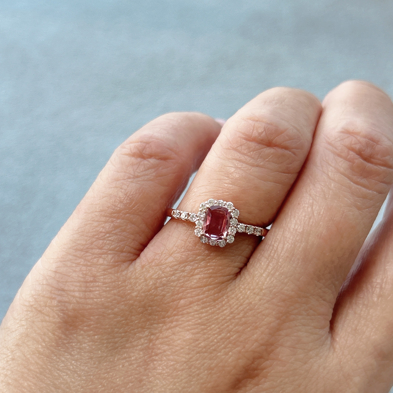 136［一点物］リング パパラチアサファイア 0.5ct SQ K18PG