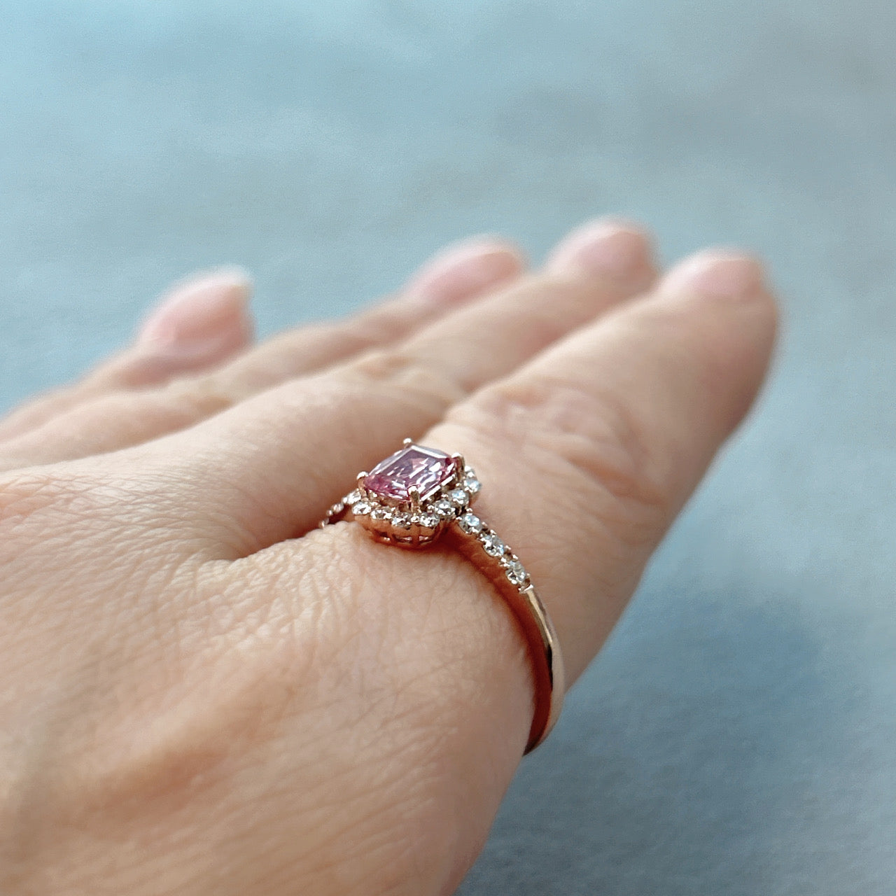 136［一点物］リング パパラチアサファイア 0.5ct SQ K18PG