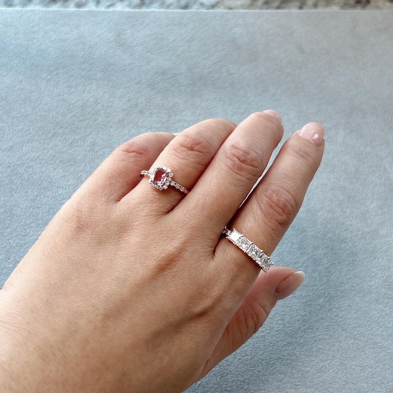 136［一点物］リング パパラチアサファイア 0.5ct SQ K18PG