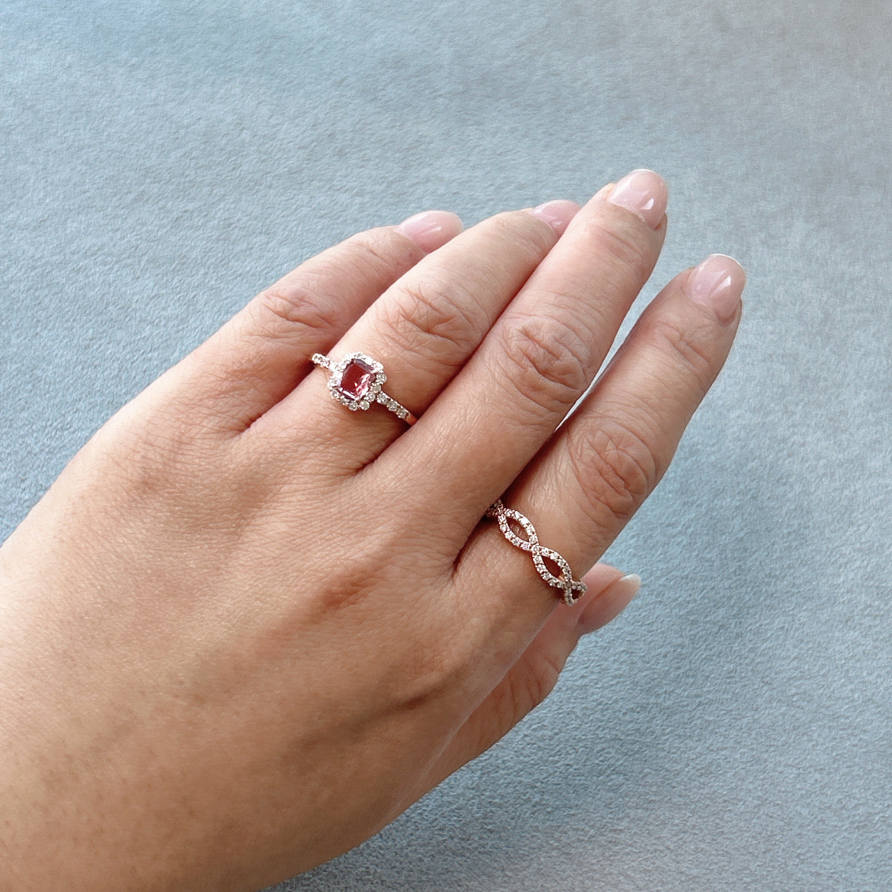 136［一点物］リング パパラチアサファイア 0.5ct SQ K18PG