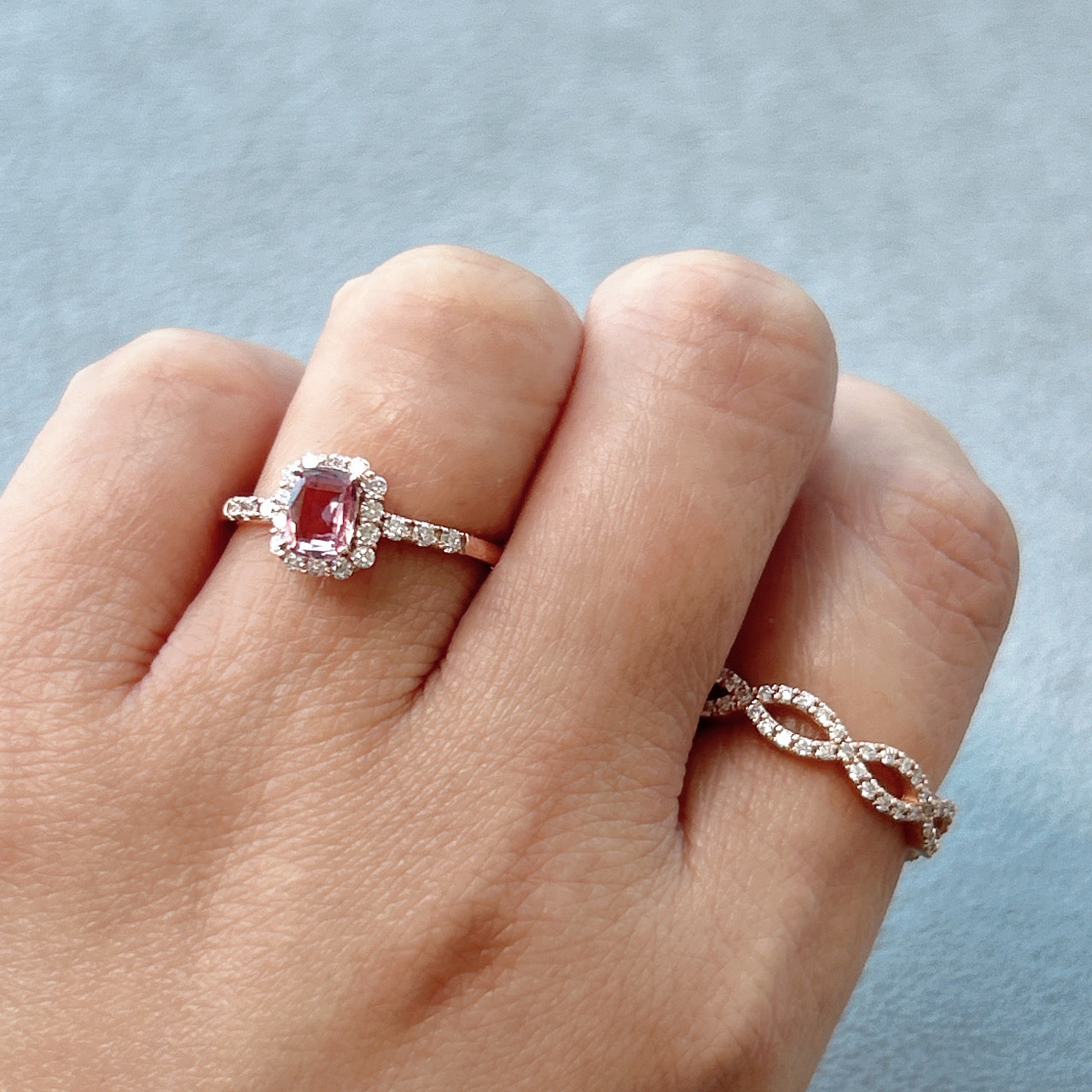 136［一点物］リング パパラチアサファイア 0.5ct SQ K18PG