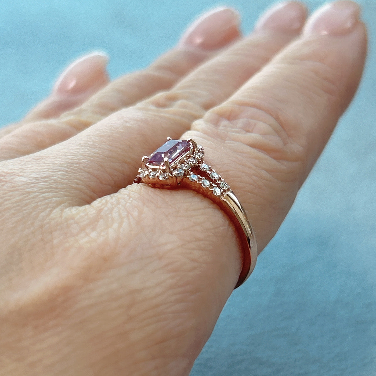 135［一点物］リング パパラチアサファイア 0.6ct SQ K18PG