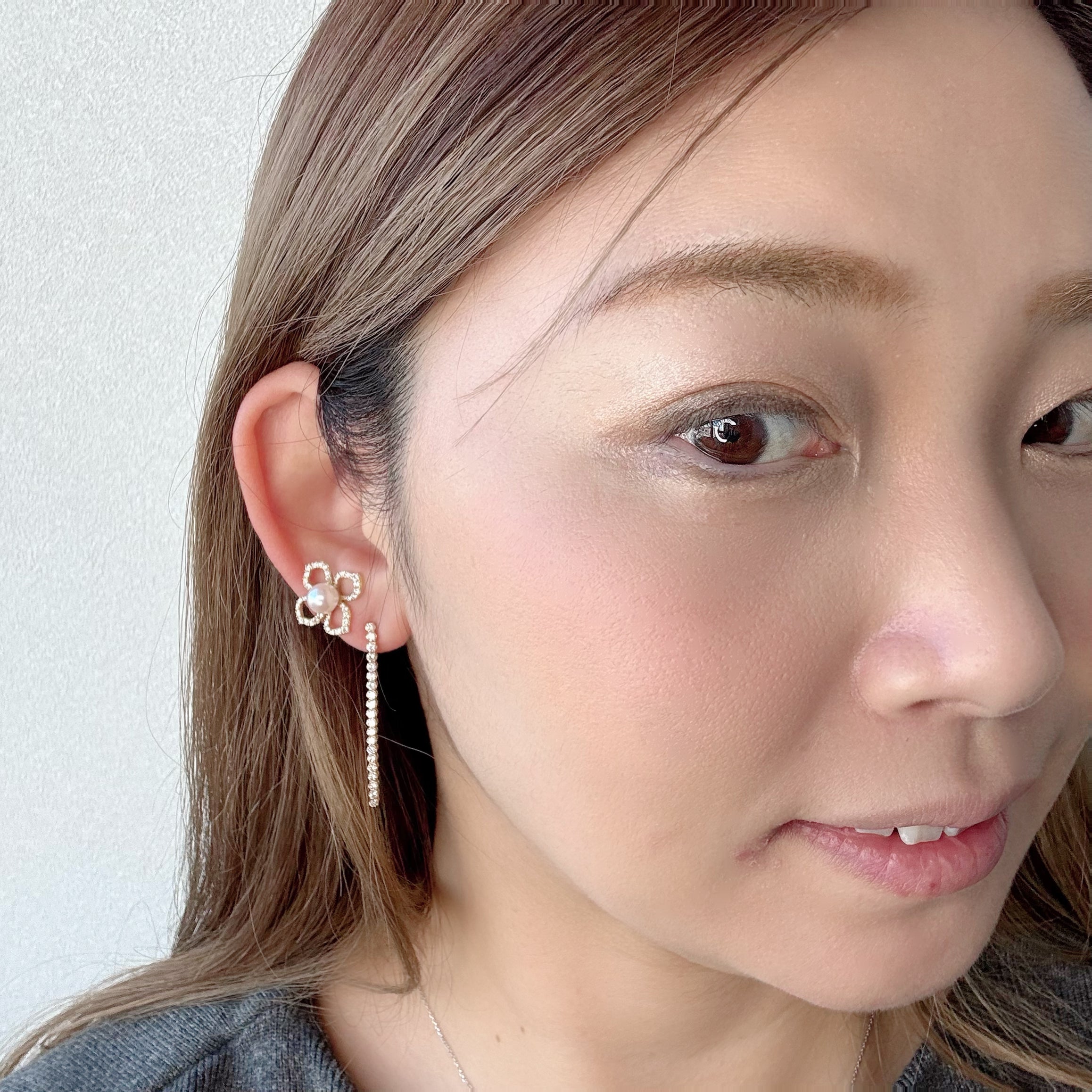 はなちゃん　8.5-9ミリ 天女クラス ホワイトピンク系　プラチナピアス 南洋白蝶真珠 ピアス13mmUP PT900 | 南洋真珠ピアス・イヤリング