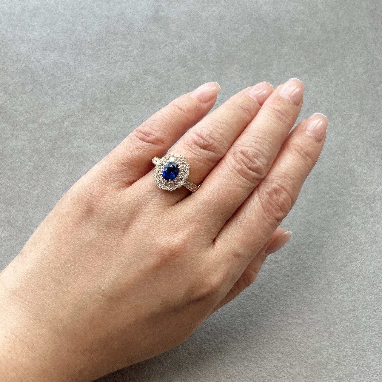 ［一点物/ラナンキュラス］リング ロイヤルブルーサファイア 1.2ct OV K18YG