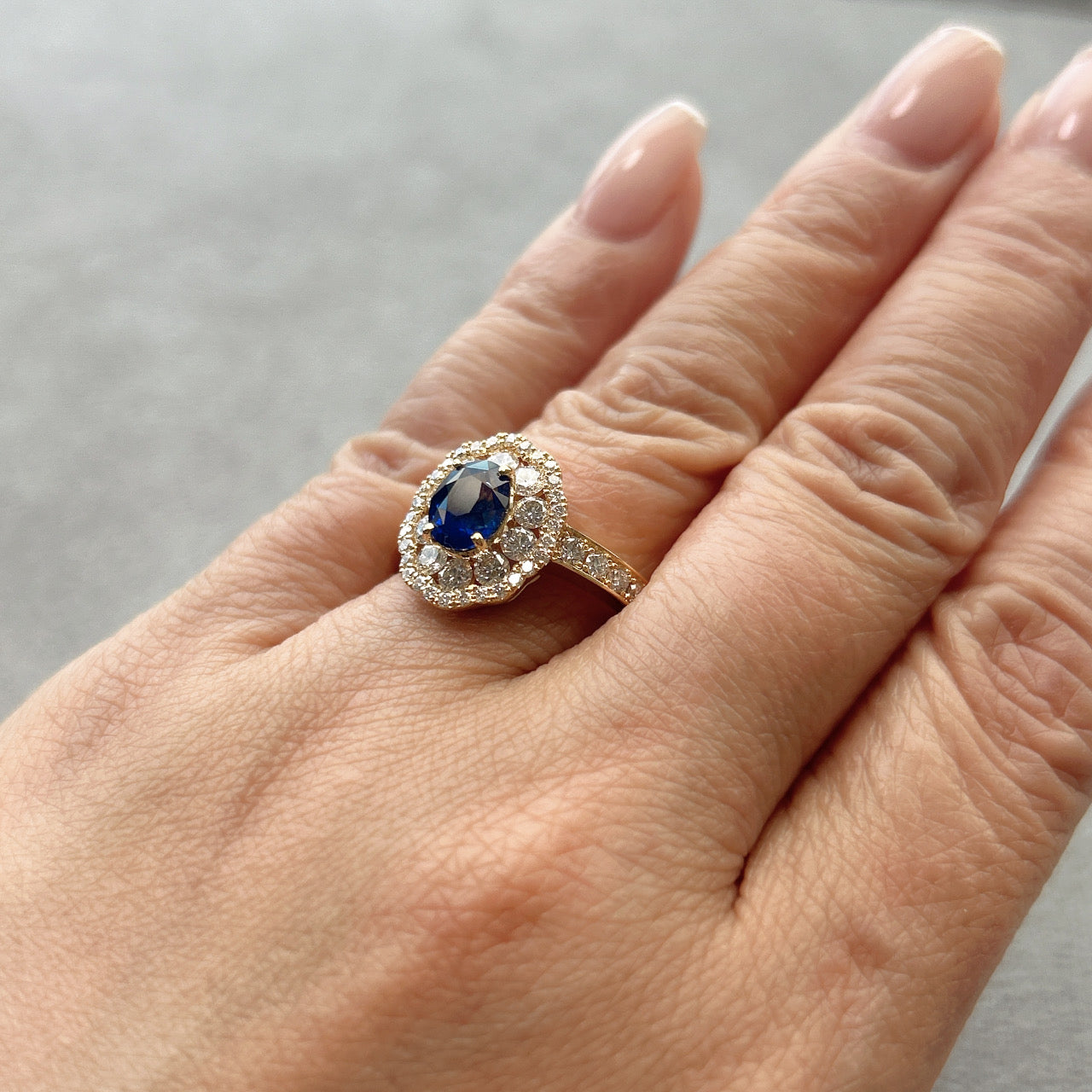 ［一点物/ラナンキュラス］リング ロイヤルブルーサファイア 1.2ct OV K18YG