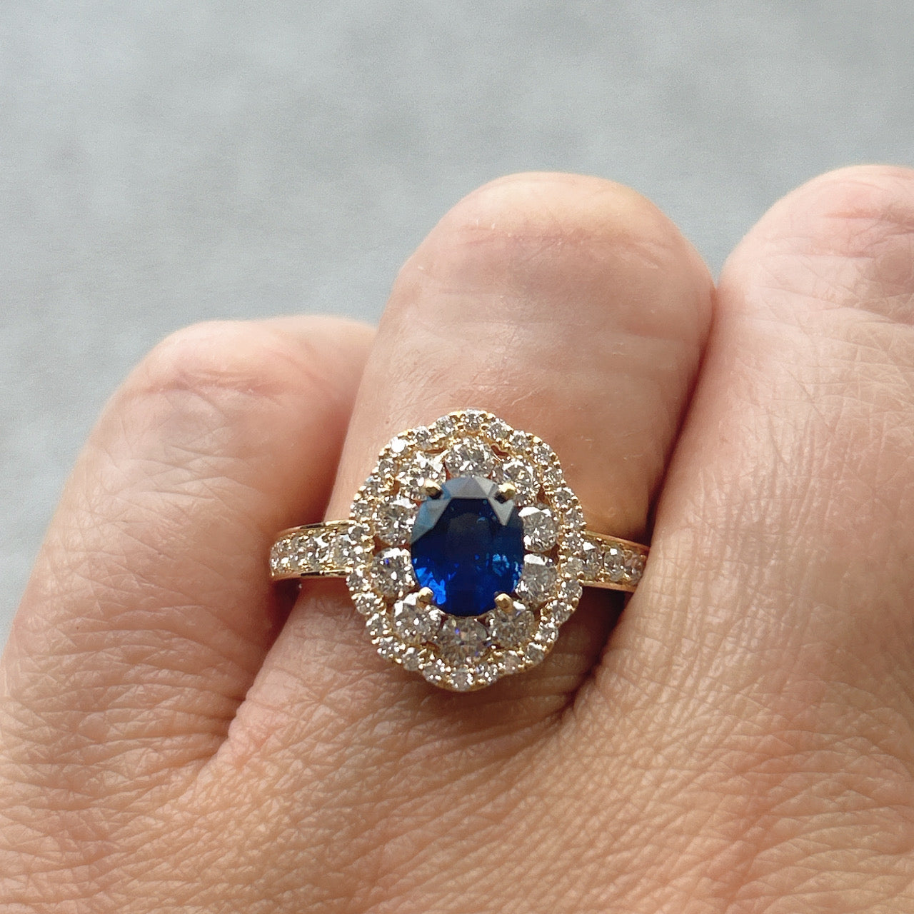 ［一点物/ラナンキュラス］リング ロイヤルブルーサファイア 1.2ct OV K18YG