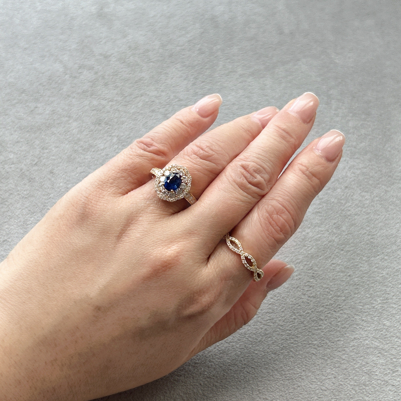 ［一点物/ラナンキュラス］リング ロイヤルブルーサファイア 1.2ct OV K18YG