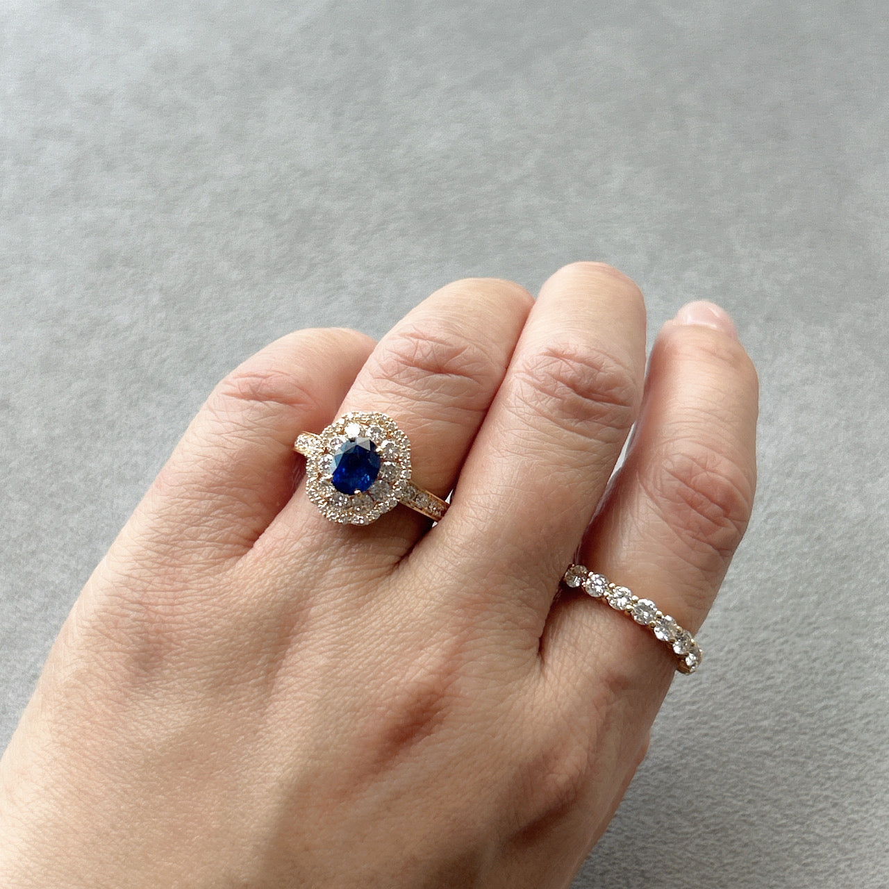 ［一点物/ラナンキュラス］リング ロイヤルブルーサファイア 1.2ct OV K18YG