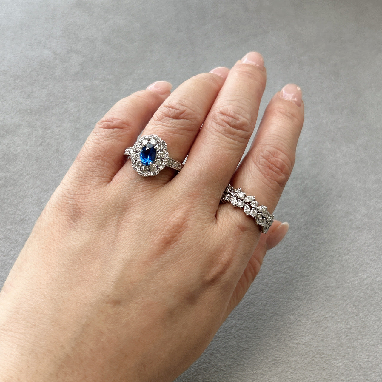 ［一点物/ラナンキュラス］リング コーンフラワーブルーサフィア 1ct OV PT