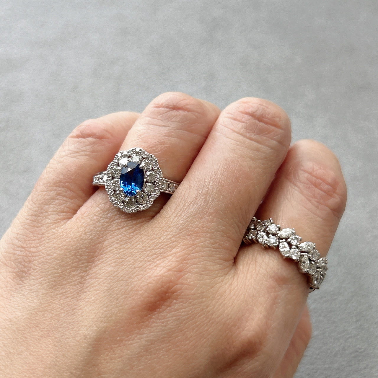 ［一点物/ラナンキュラス］リング コーンフラワーブルーサフィア 1ct OV PT