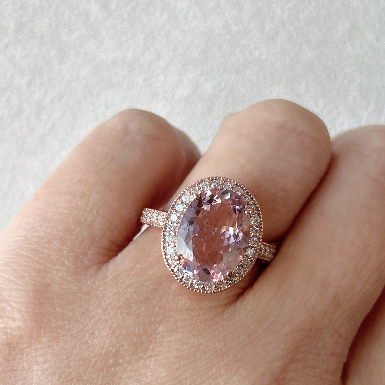 ［一点物/ローラ］リング モルガナイト 3.2ct OV K18PG