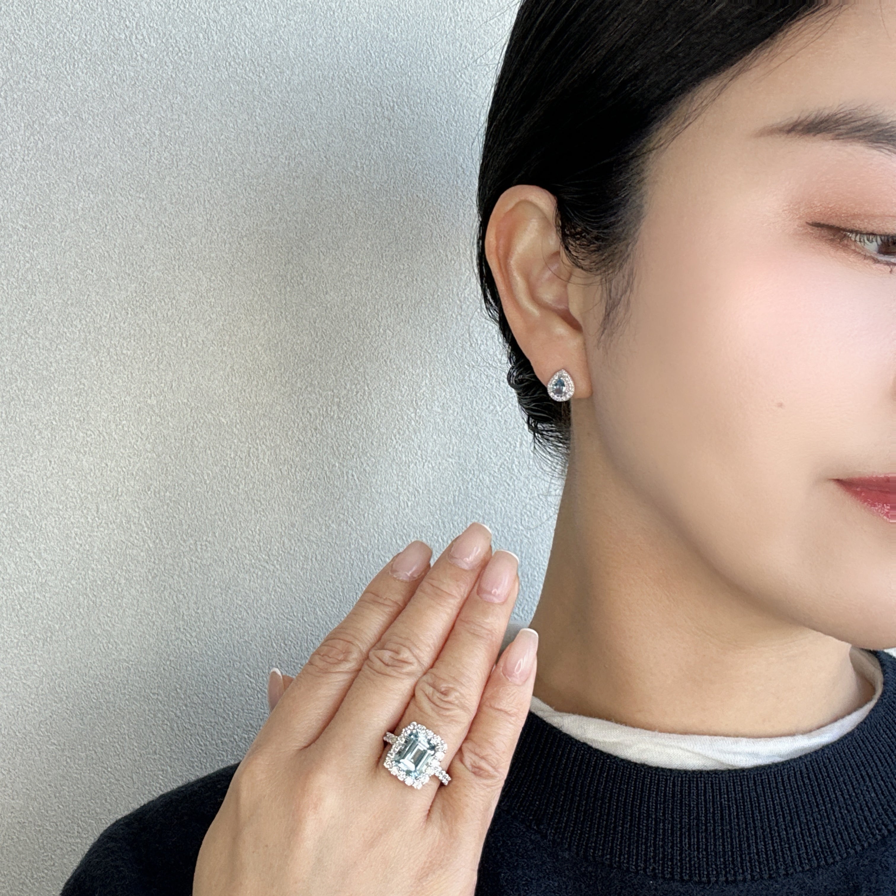 420［一点物］ピアス アクアマリン 0.17ct×2 PS PT