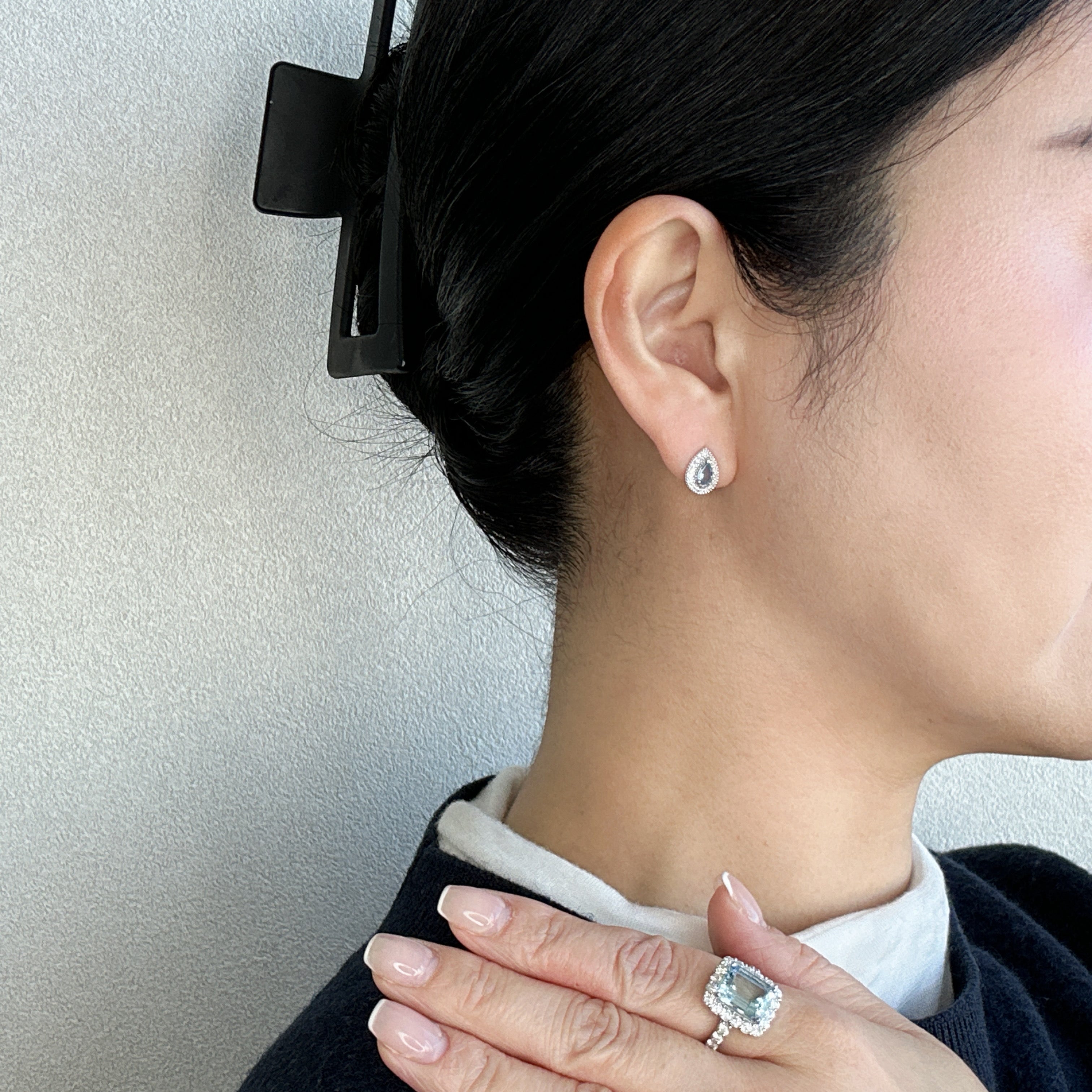 420［一点物］ピアス アクアマリン 0.17ct×2 PS PT