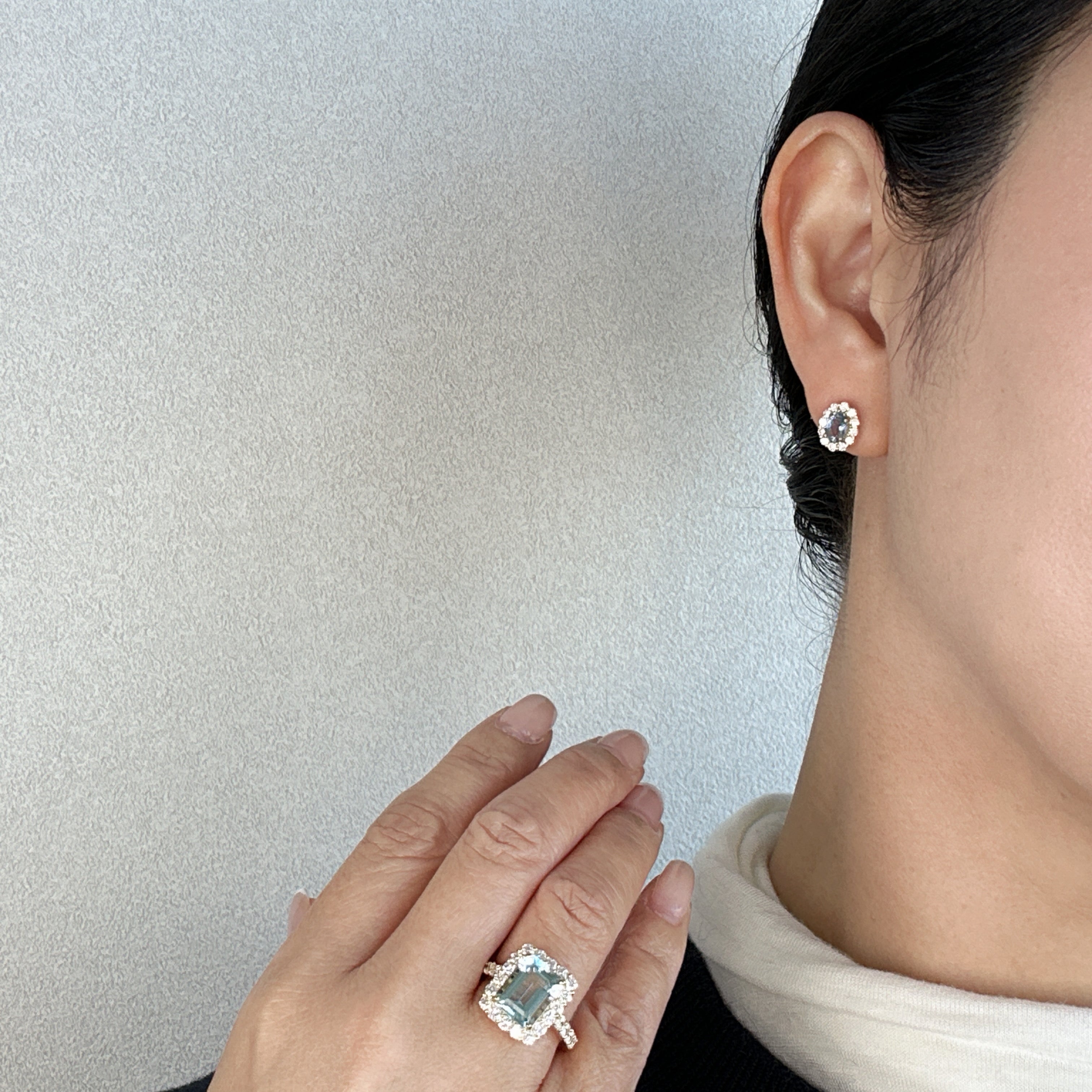 407［一点物］ピアス アクアマリン 0.36ct×2 OV K18YG