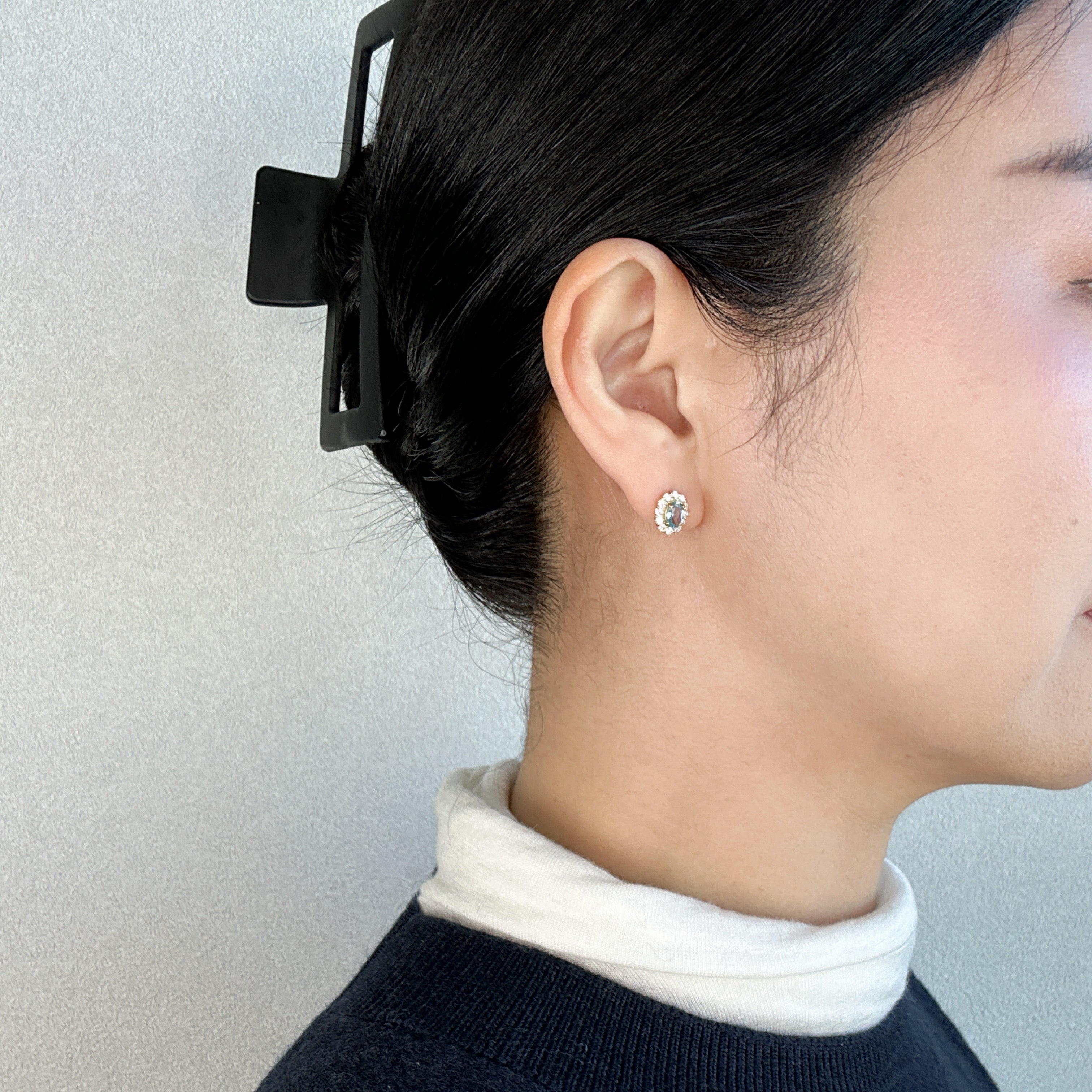 407［一点物］ピアス アクアマリン 0.36ct×2 OV K18YG