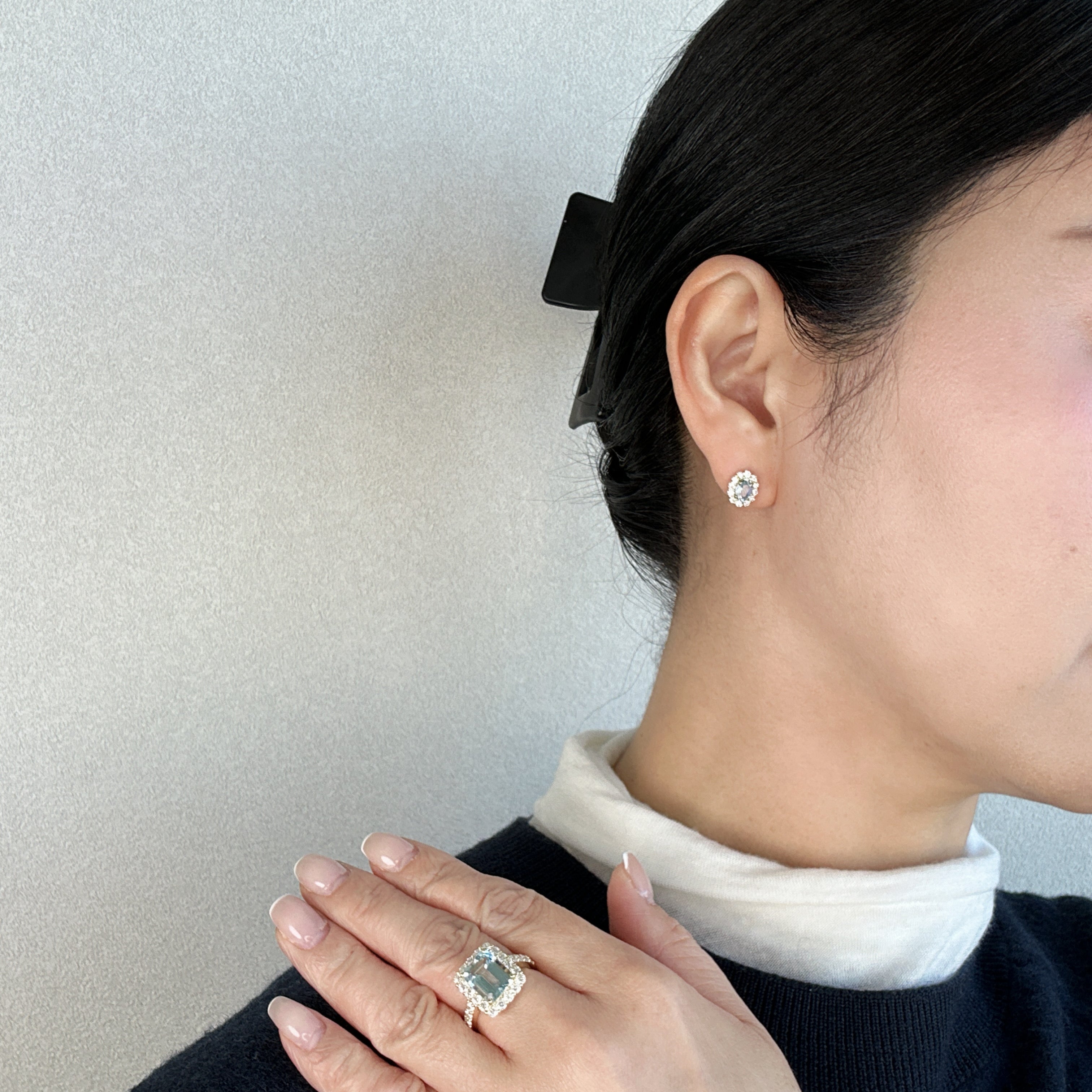 407［一点物］ピアス アクアマリン 0.36ct×2 OV K18YG