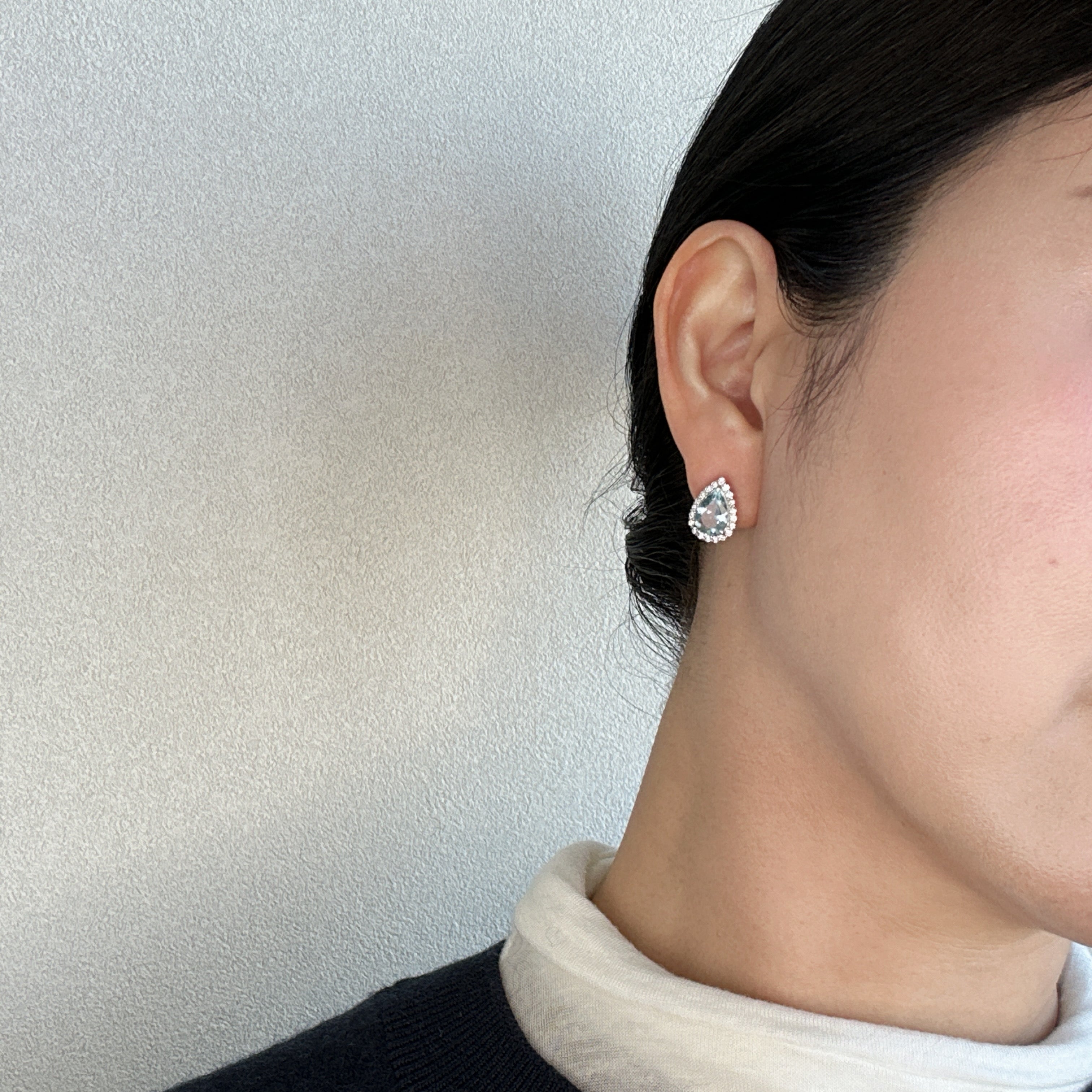 411［一点物］ピアス アクアマリン 1.38ct×2 PS PT